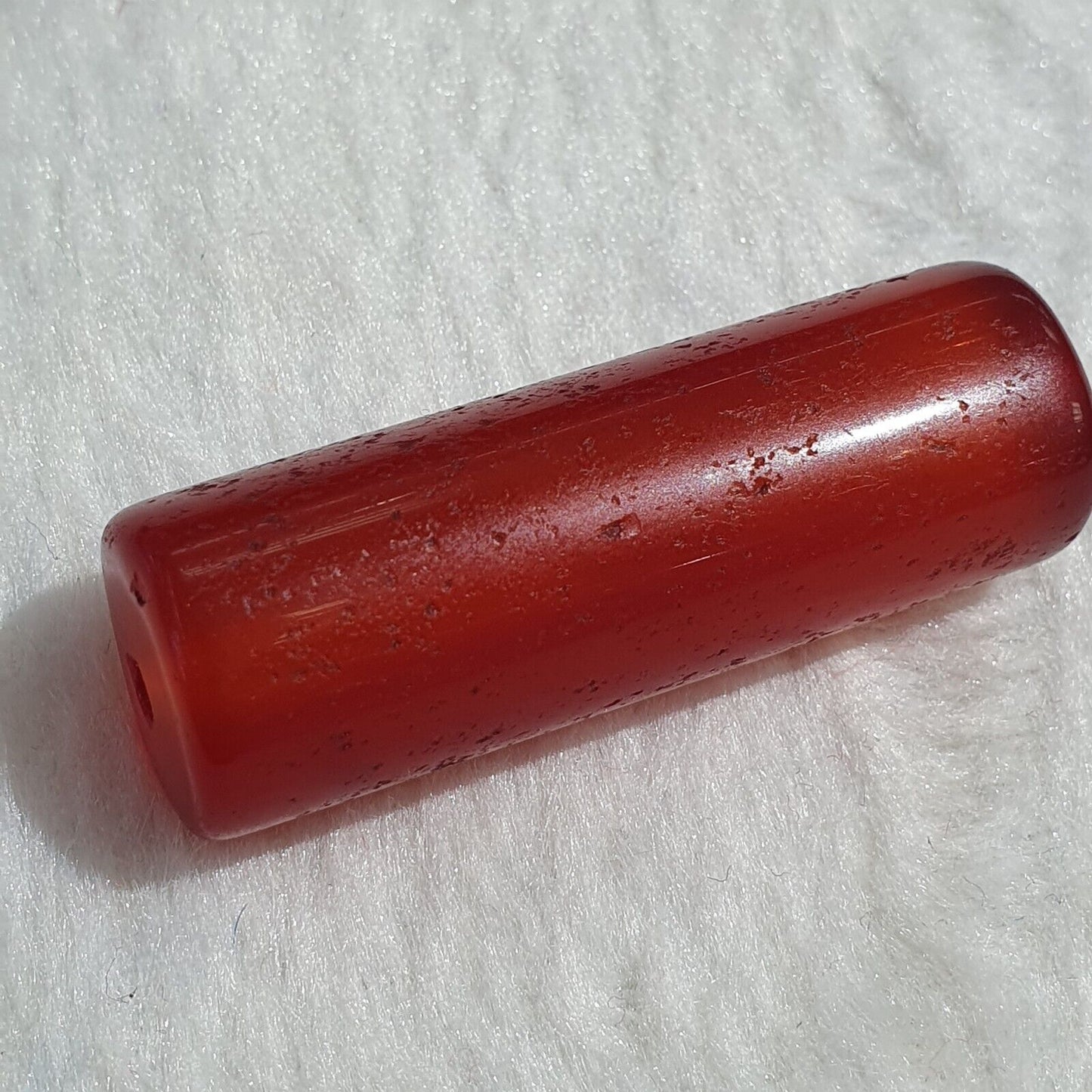 Lot 2 Antike rote Achat-Karneolperle aus tibetischem, afrikanischem Himalaya-Achat 