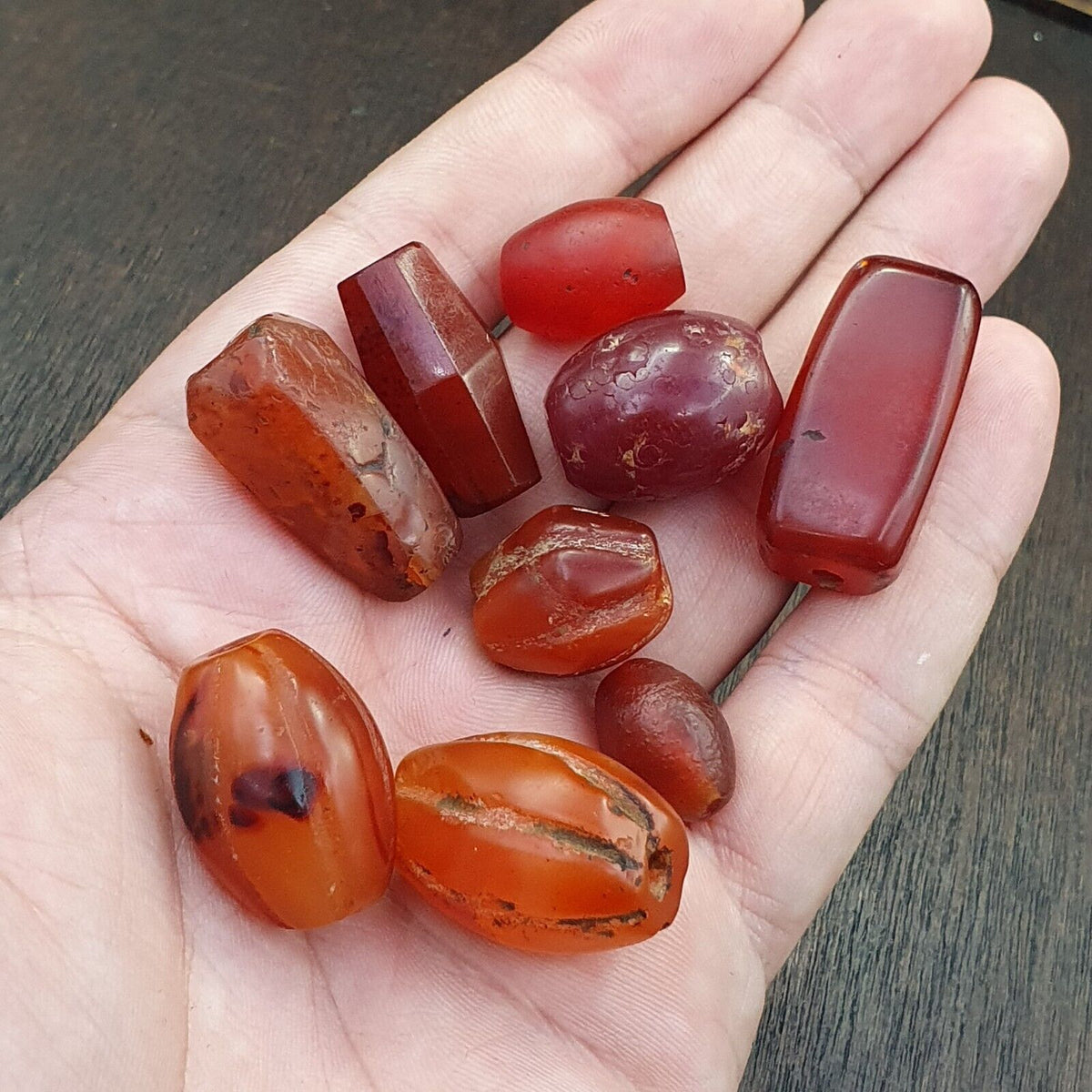 Lot 9 Antique Red Agate Himalayan Tibetan African Agate carnelian Beads