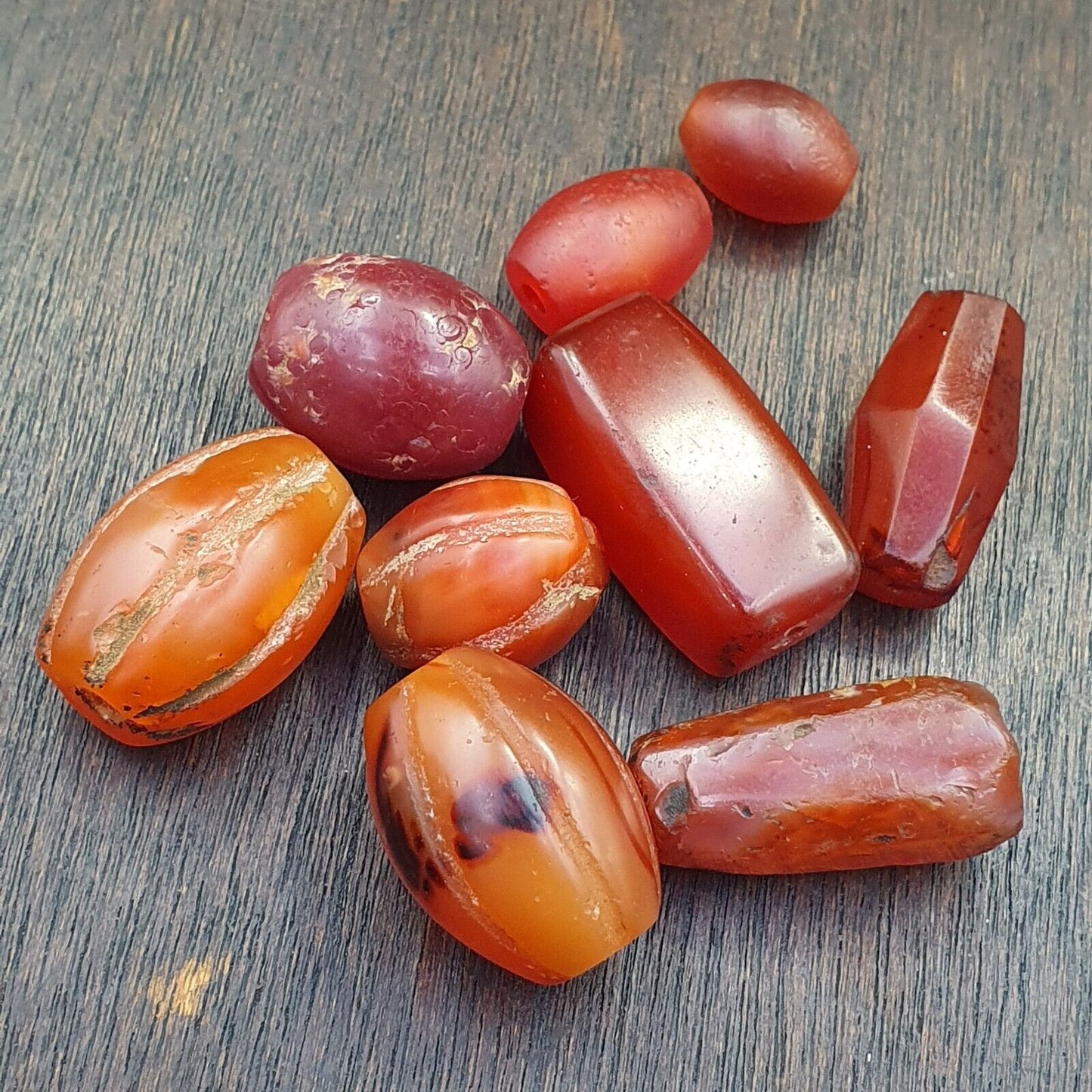Los 9 antike rote Achat-Himalaya-tibetische afrikanische Achat-Karneolperlen 