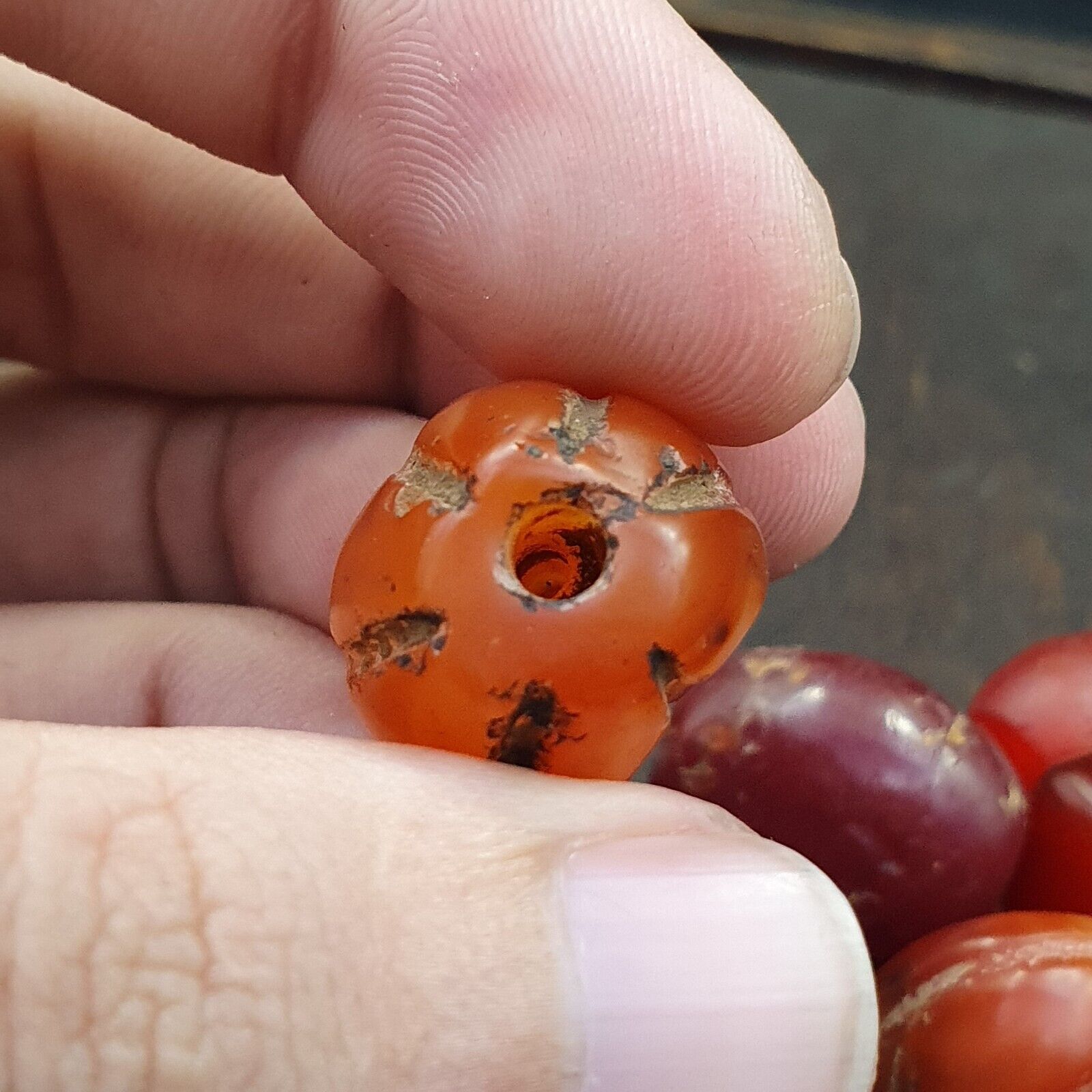 Lot 9 Antique Red Agate Himalayan Tibetan African Agate carnelian Beads