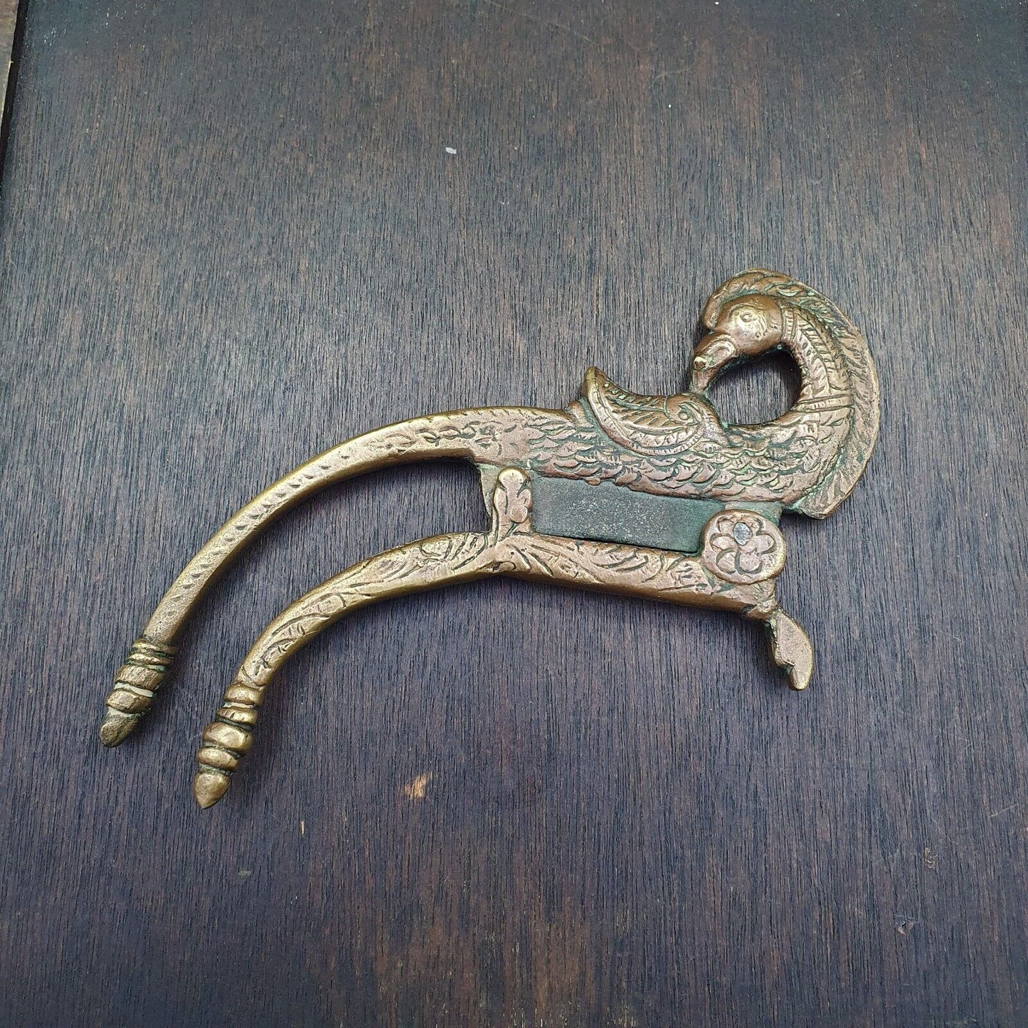 Antiker Nussschneider Messing Vogel Bronze Pfau 