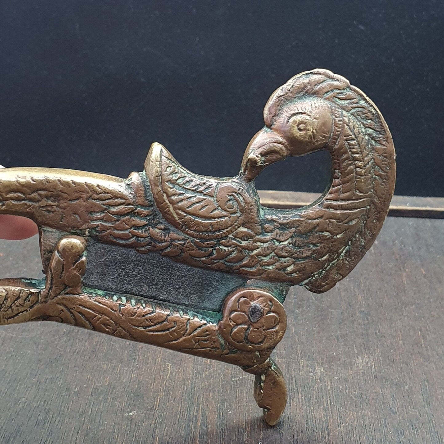 Antiker Nussschneider Messing Vogel Bronze Pfau 