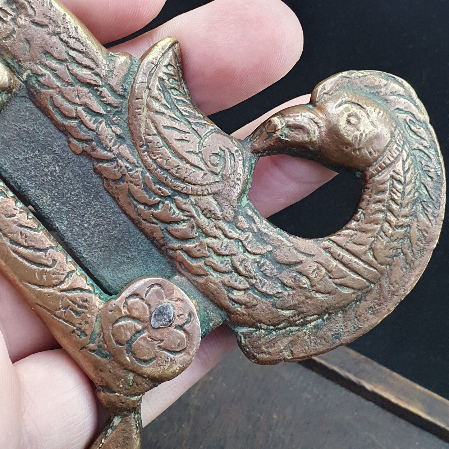 Antiker Nussschneider Messing Vogel Bronze Pfau 