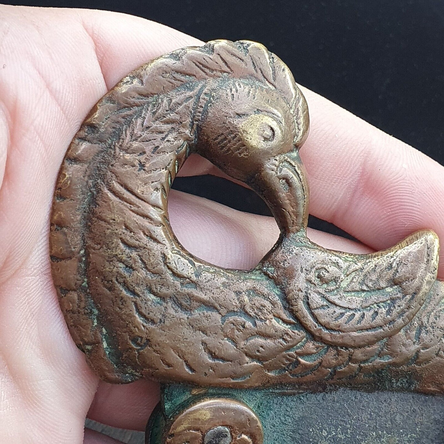 Antiker Nussschneider Messing Vogel Bronze Pfau 