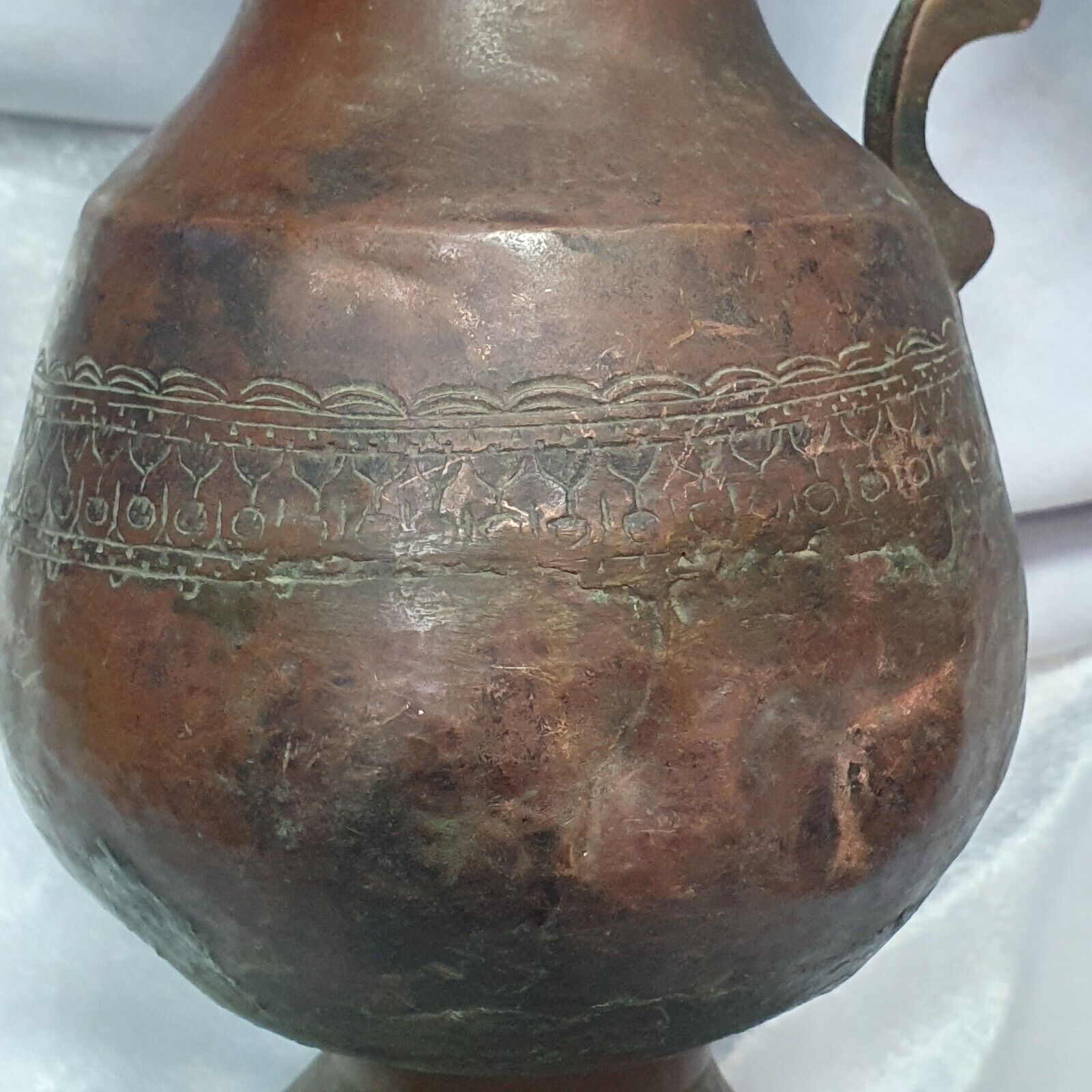 19th C Antique Bronze Copper jug Hand Carved Museum Quality Unique Tea Pot
