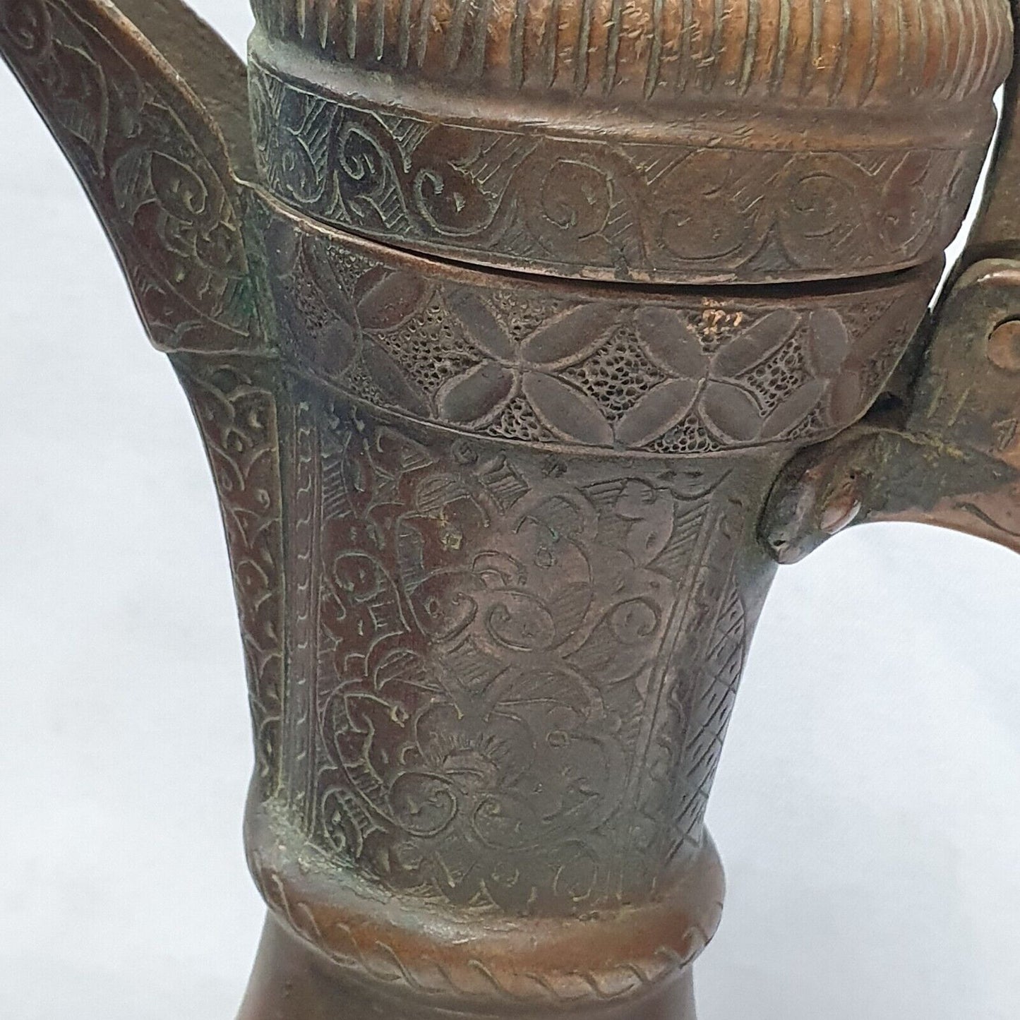 19 世紀古董青銅銅壺手工雕刻博物館品質獨特茶壺