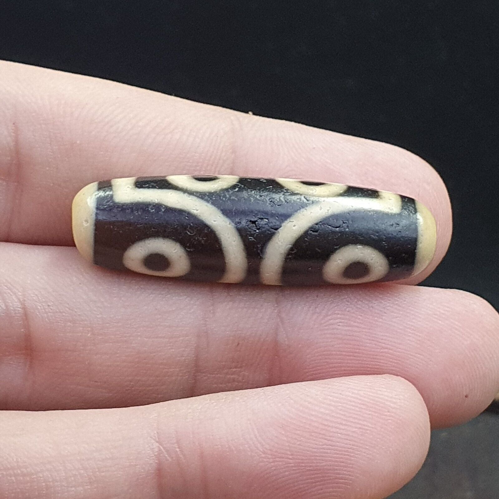 Vintage Old Tibetan 7 Eyes Dzi Bead Amulet