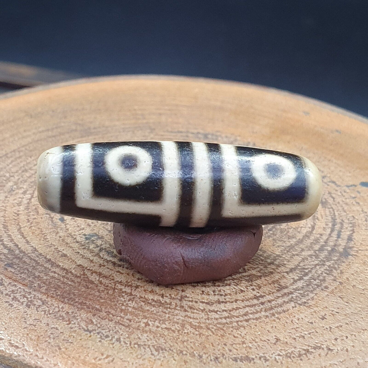 Vintage altes tibetisches 4 Augen im Auge Dzi Perlen Amulett 
