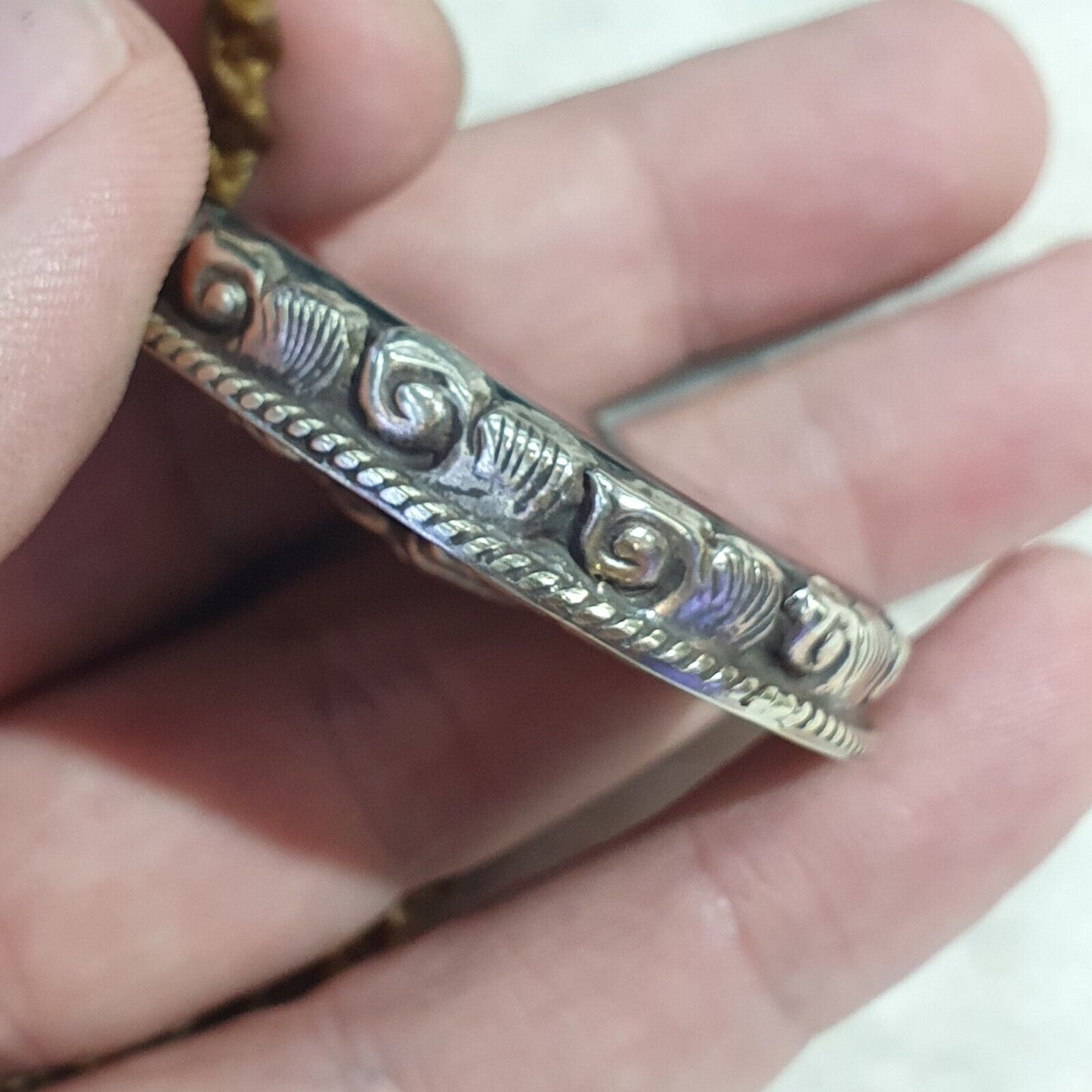 GROSSE HERREN-Halskette mit natürlichem blauen Feuer-Labradorit-Mix-SILBER-Anhänger im VINTAGE-Stil