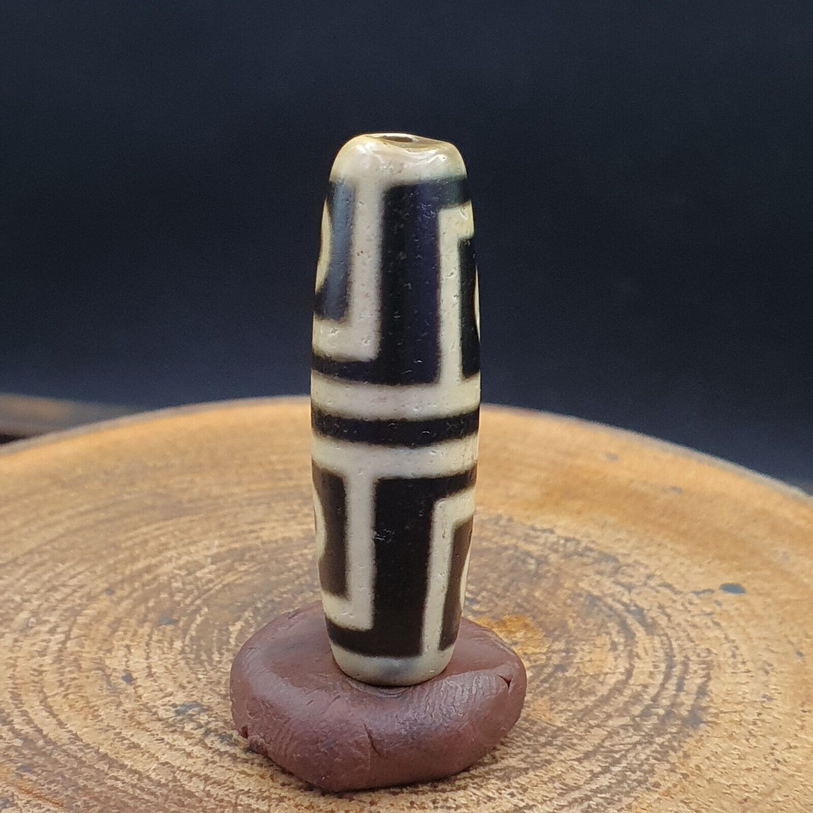 Vintage altes tibetisches 4 Augen im Auge Dzi Perlen Amulett 