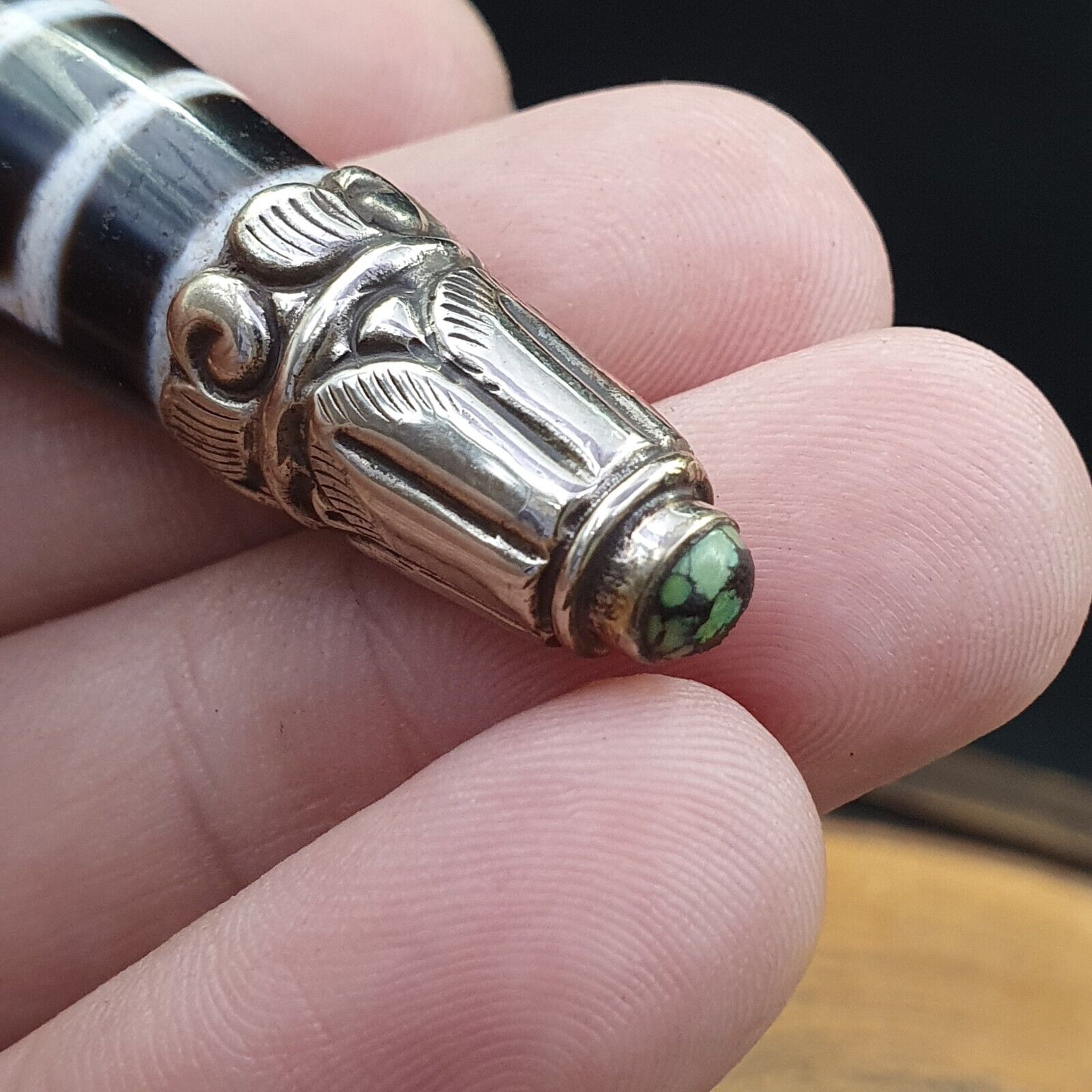 Amazing 3 Eyes Tibetan Nepalese dzi bead Agate pendant