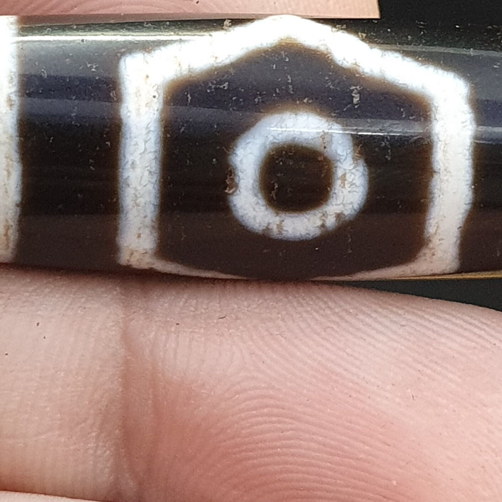 Amazing 3 Eyes Tibetan Nepalese dzi bead Agate pendant
