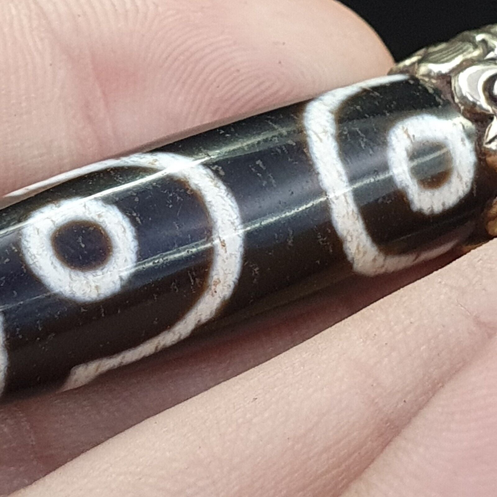 Amazing 3 Eyes Tibetan Nepalese dzi bead Agate pendant