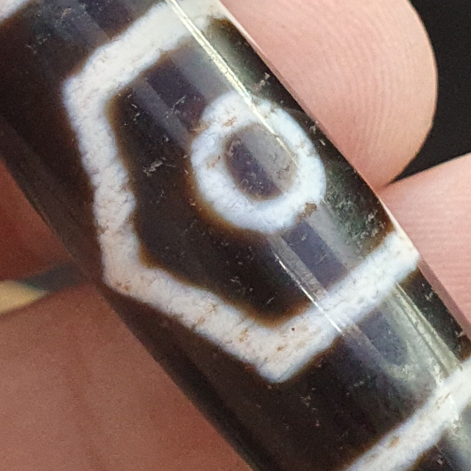 Amazing 3 Eyes Tibetan Nepalese dzi bead Agate pendant