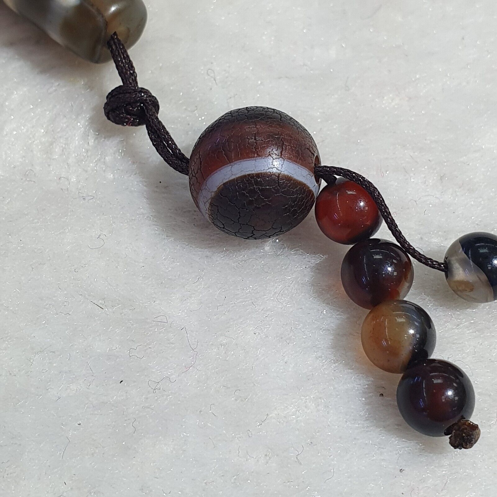 Vintage Old Tibetan 3Circle Eyes in eye 3 Lines Agate stone Dzi Bead Amulet
