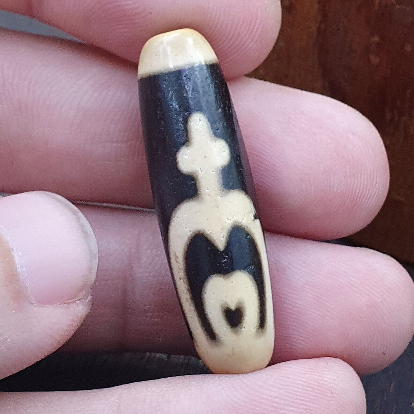 Vintage altes tibetisches Doppel-Tasso-Dzi-Perlen-Amulett 