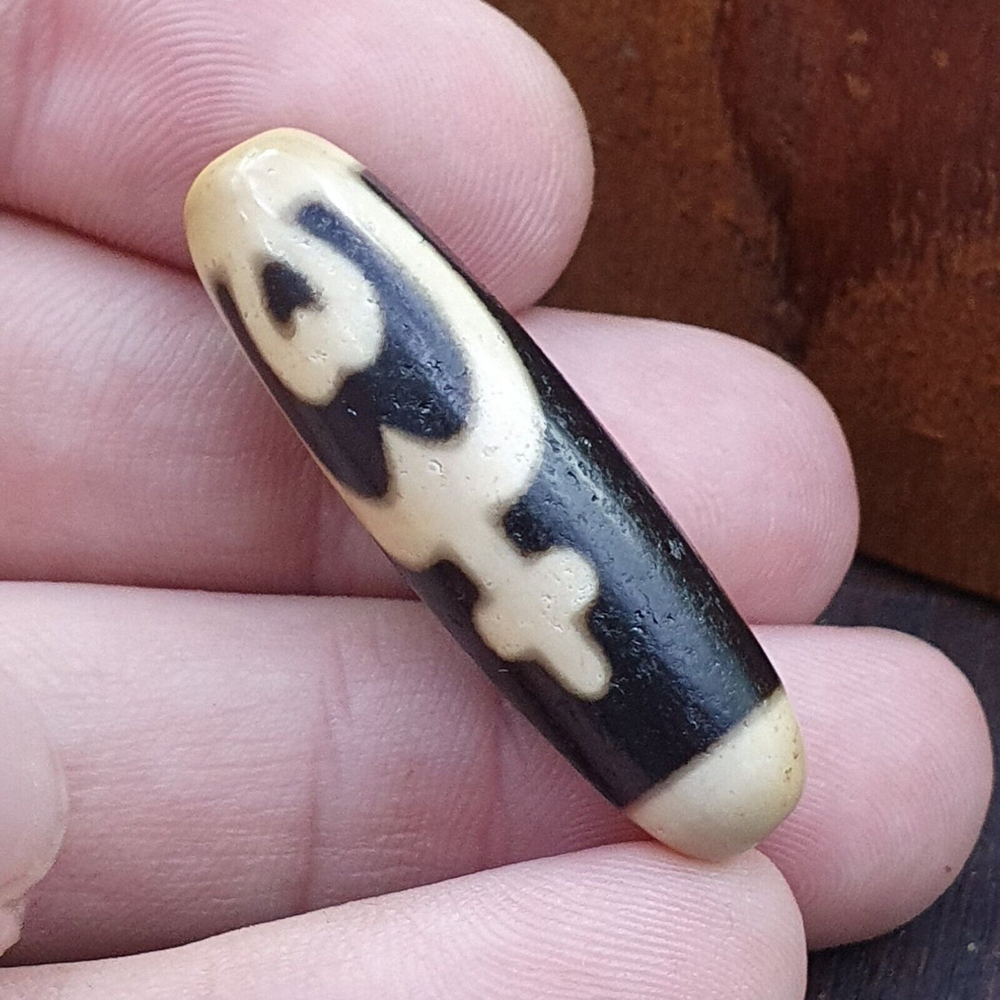 Vintage altes tibetisches Doppel-Tasso-Dzi-Perlen-Amulett 