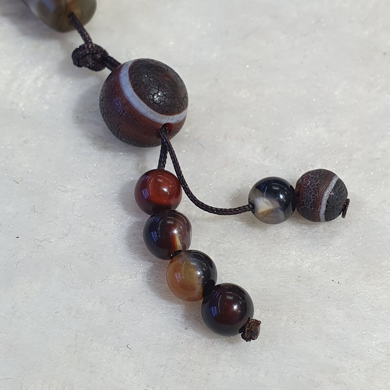 Vintage Old Tibetan 3Circle Eyes in eye 3 Lines Agate stone Dzi Bead Amulet