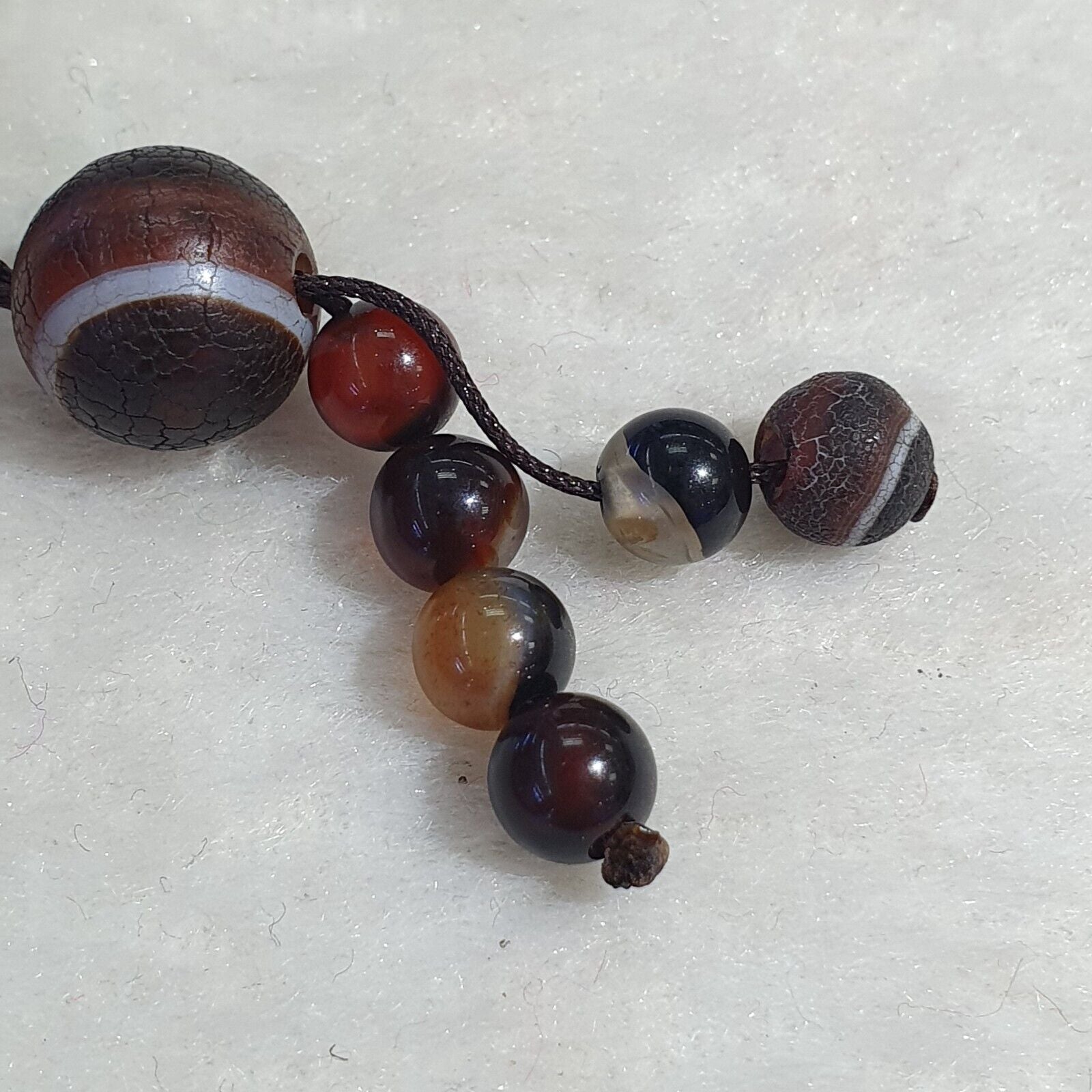 Vintage Old Tibetan 3Circle Eyes in eye 3 Lines Agate stone Dzi Bead Amulet