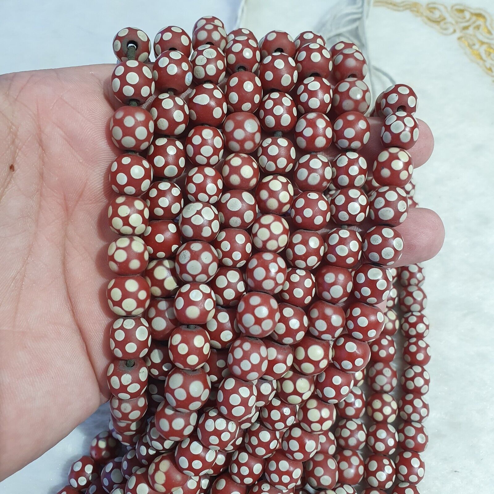 Skunk Venetian Inspired Beads Red Thousand Eye | East OASIS Antique Collection