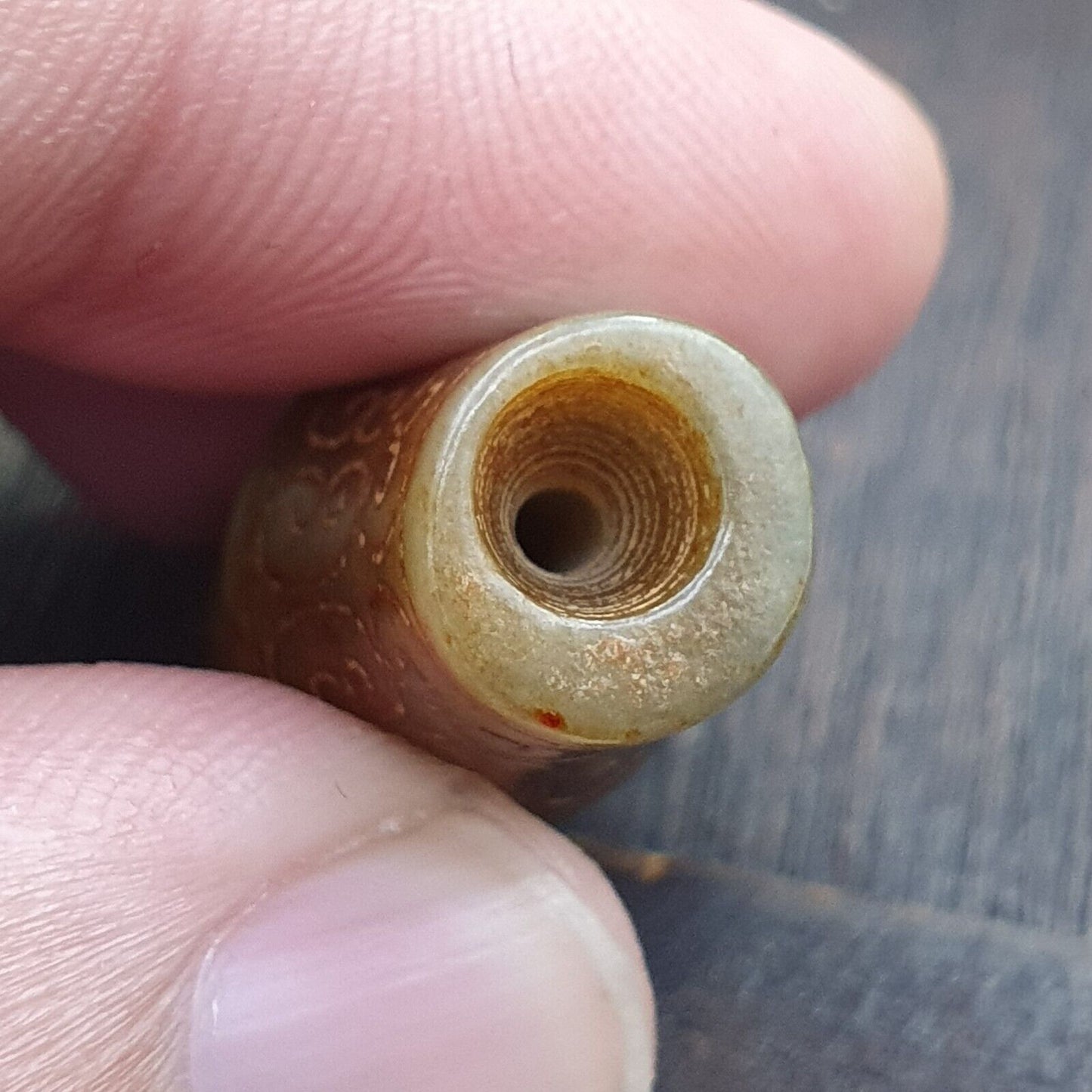 中國早期綠色玉珠吊墜海天玉證書已提供-4236