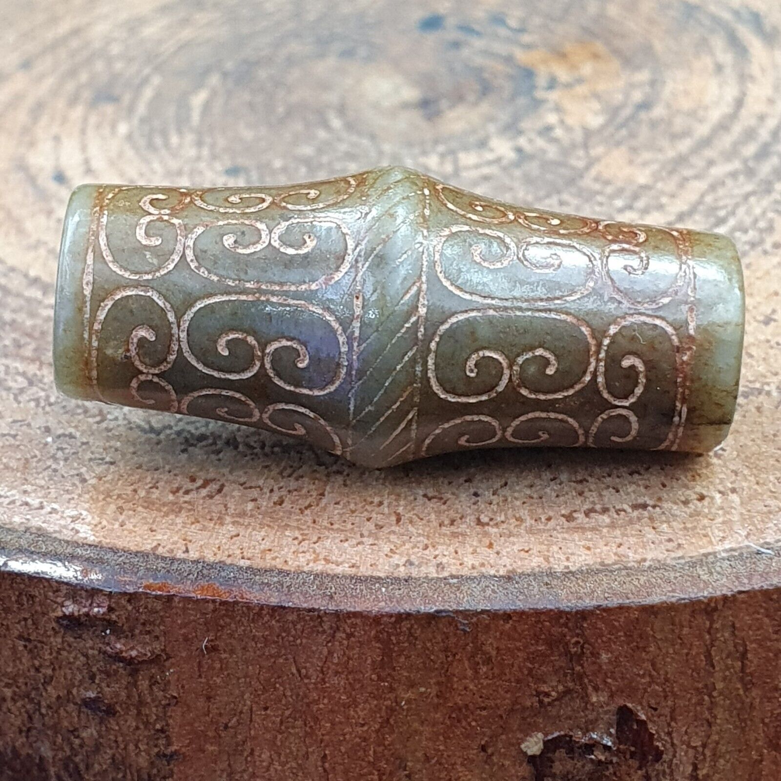EARLY CHINESE Green JADE BEAD PENDANT  Haitian Jade certificate Provided-4236