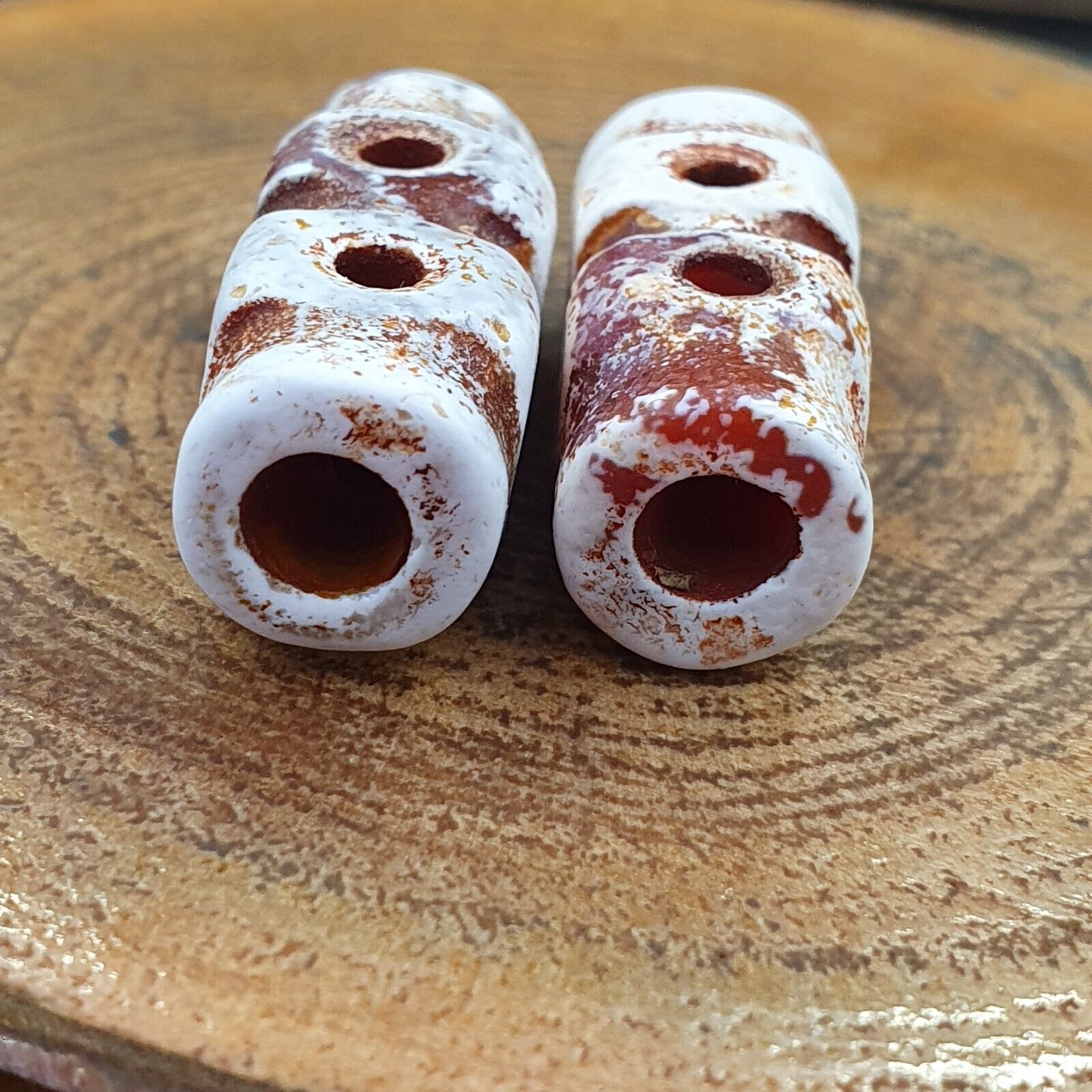 2 - Antique HIMALAYAN Indo Tibetan Central Asian Agate beads