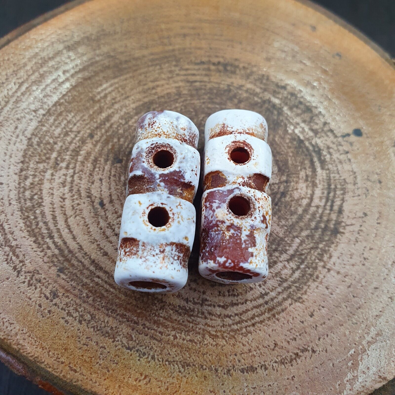 2 - Antique HIMALAYAN Indo Tibetan Central Asian Agate beads
