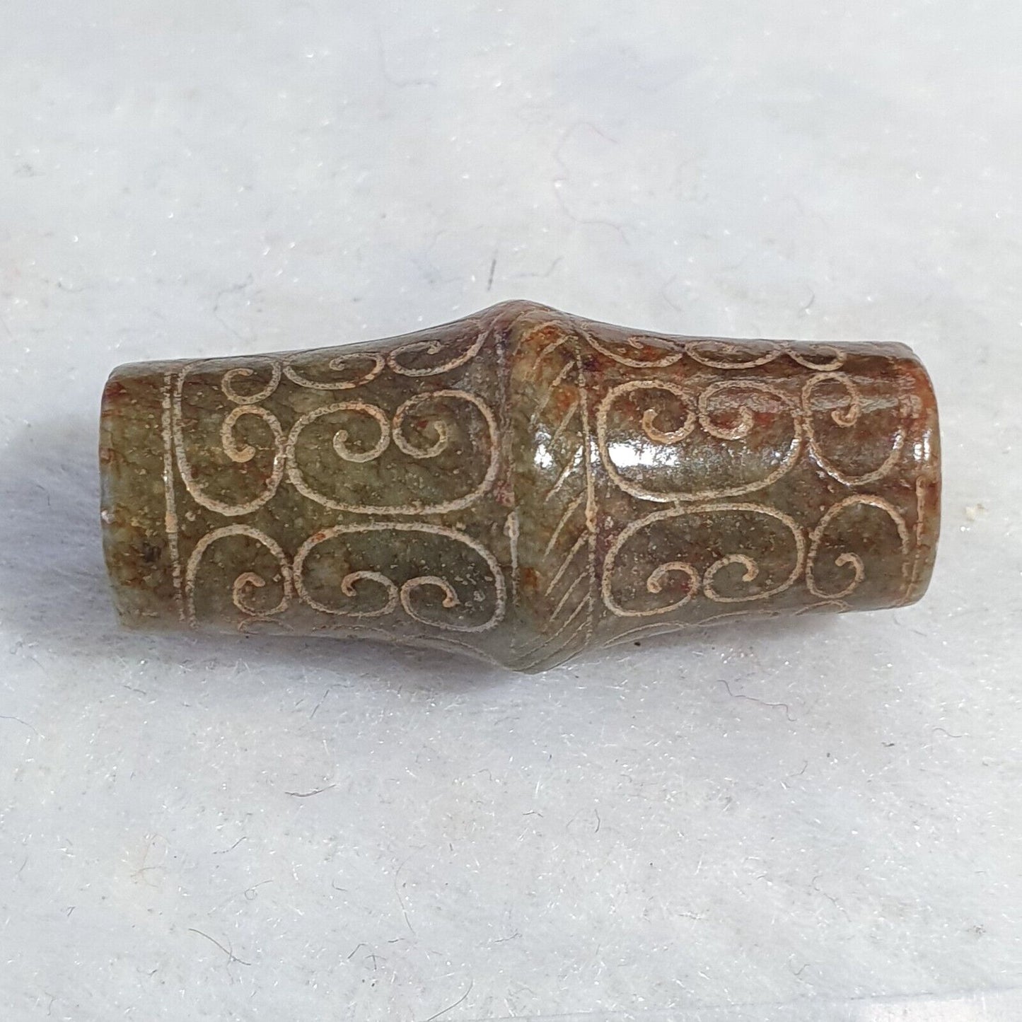 FRÜHER CHINESISCHER GRÜNER JADE-PERLENANHÄNGER Haitianisches Jade-Zertifikat bereitgestellt-4233
