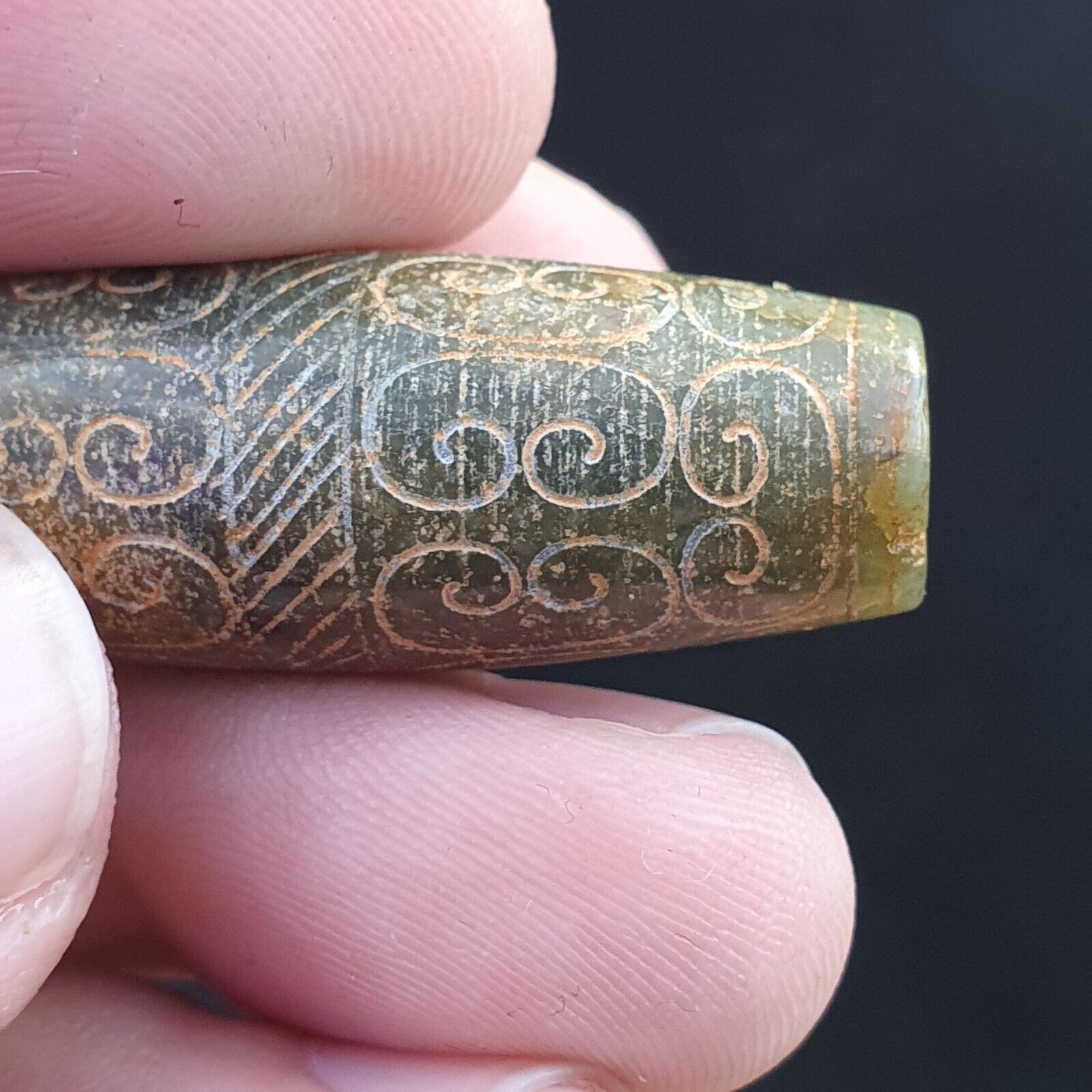 EARLY CHINESE Green JADE BEAD PENDANT  Haitian Jade certificate Provided-8700