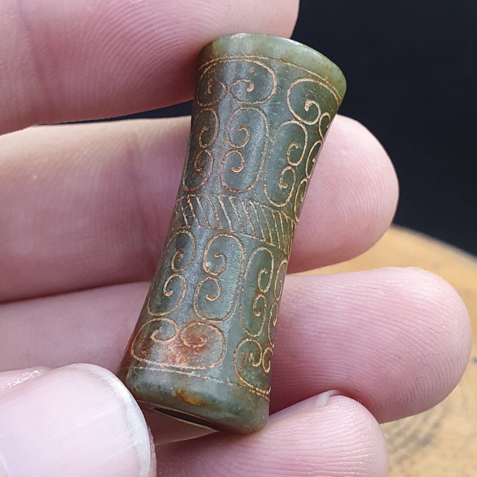 EARLY CHINESE Green JADE BEAD PENDANT  Haitian Jade certificate Provided-6000