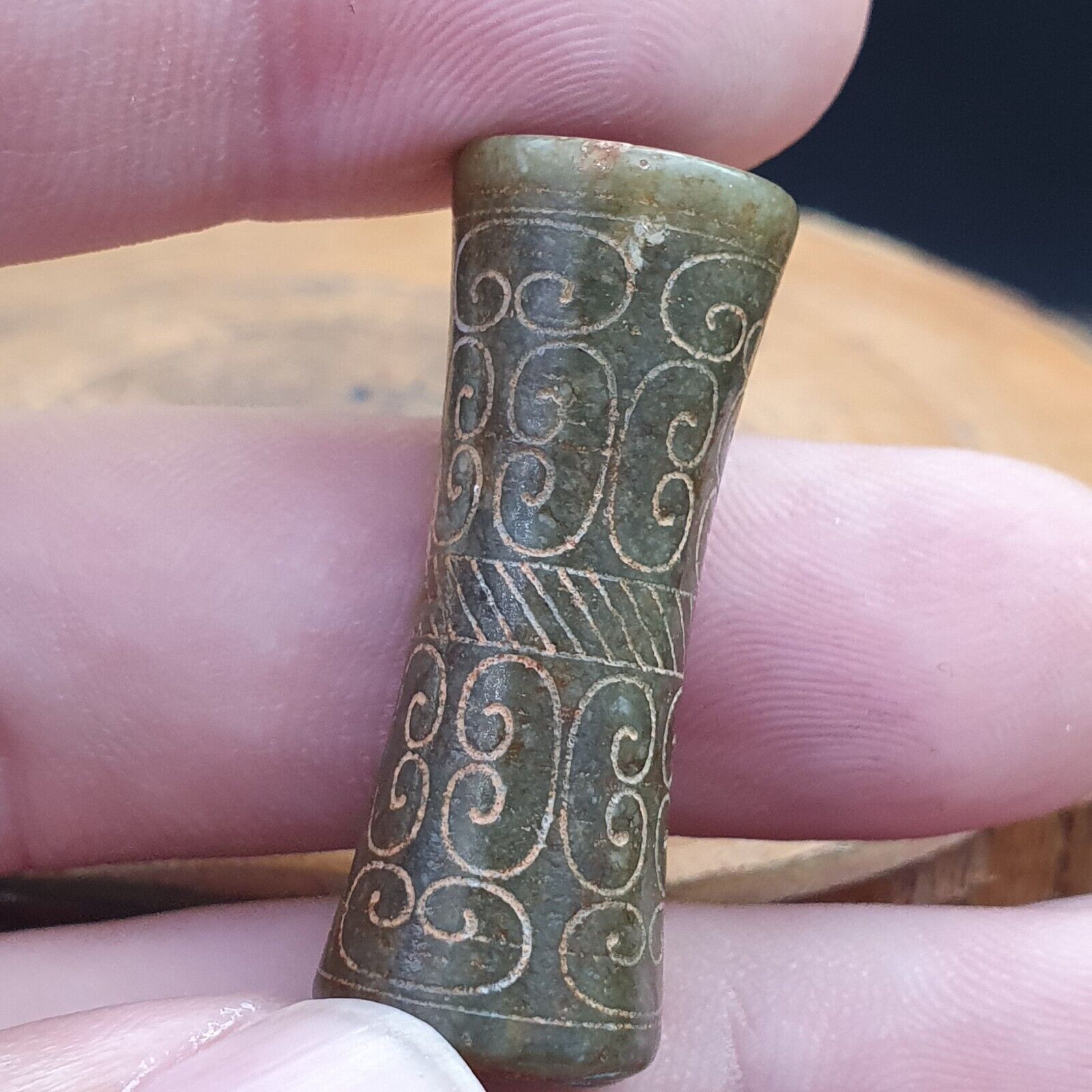 EARLY CHINESE Green JADE BEAD PENDANT  Haitian Jade certificate Provided-7278