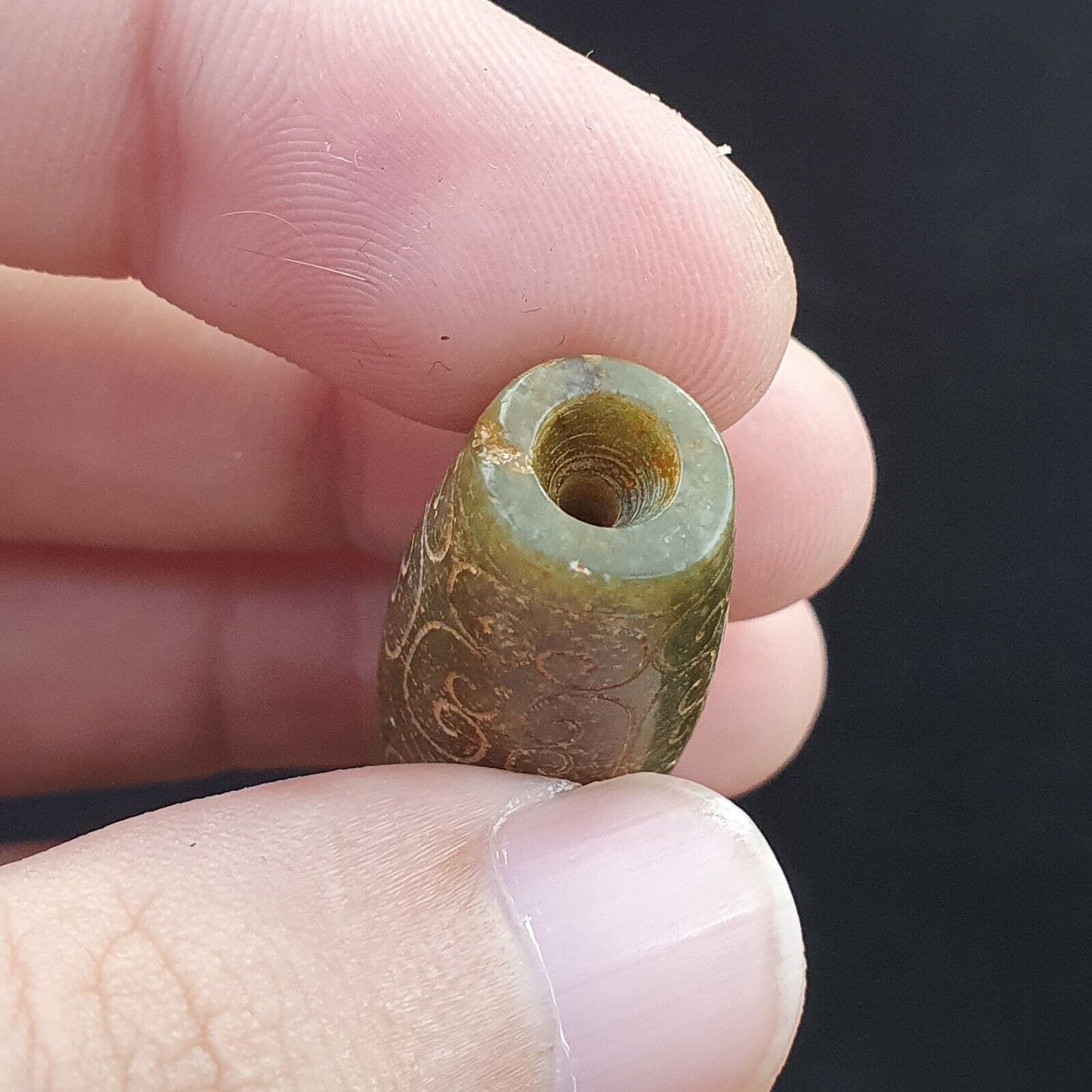 EARLY CHINESE Green JADE BEAD PENDANT  Haitian Jade certificate Provided-8700