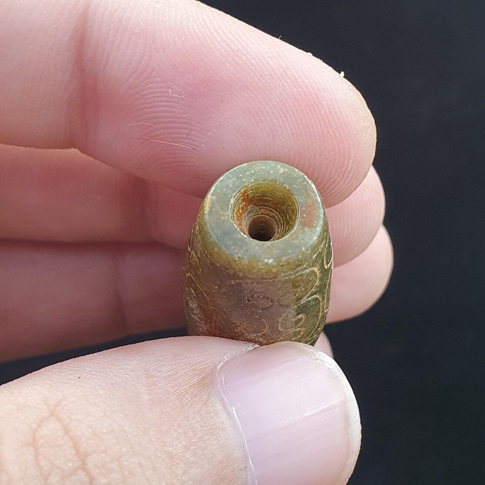 EARLY CHINESE Green JADE BEAD PENDANT  Haitian Jade certificate Provided-8700