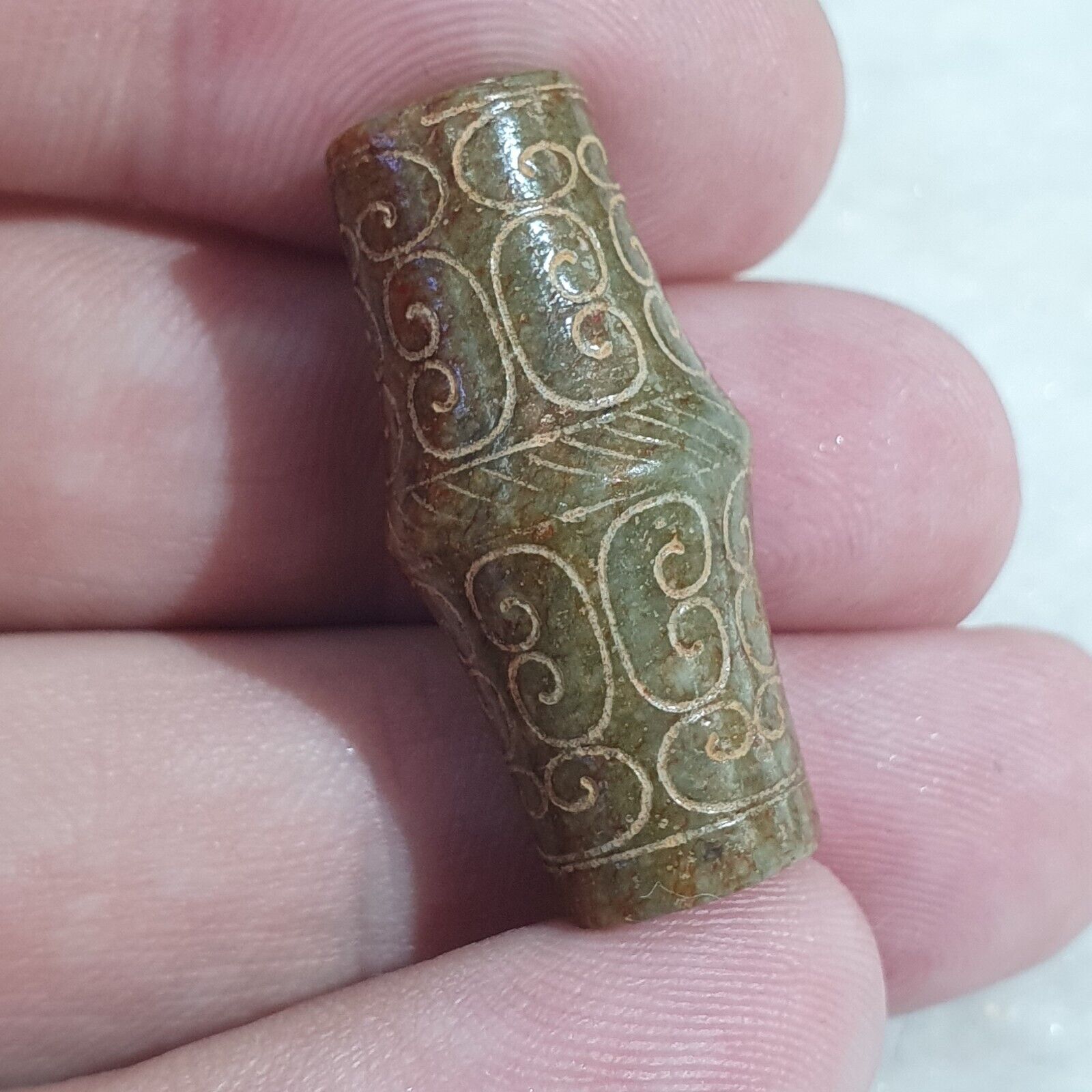 EARLY CHINESE Green JADE BEAD PENDANT  Haitian Jade certificate Provided-4233