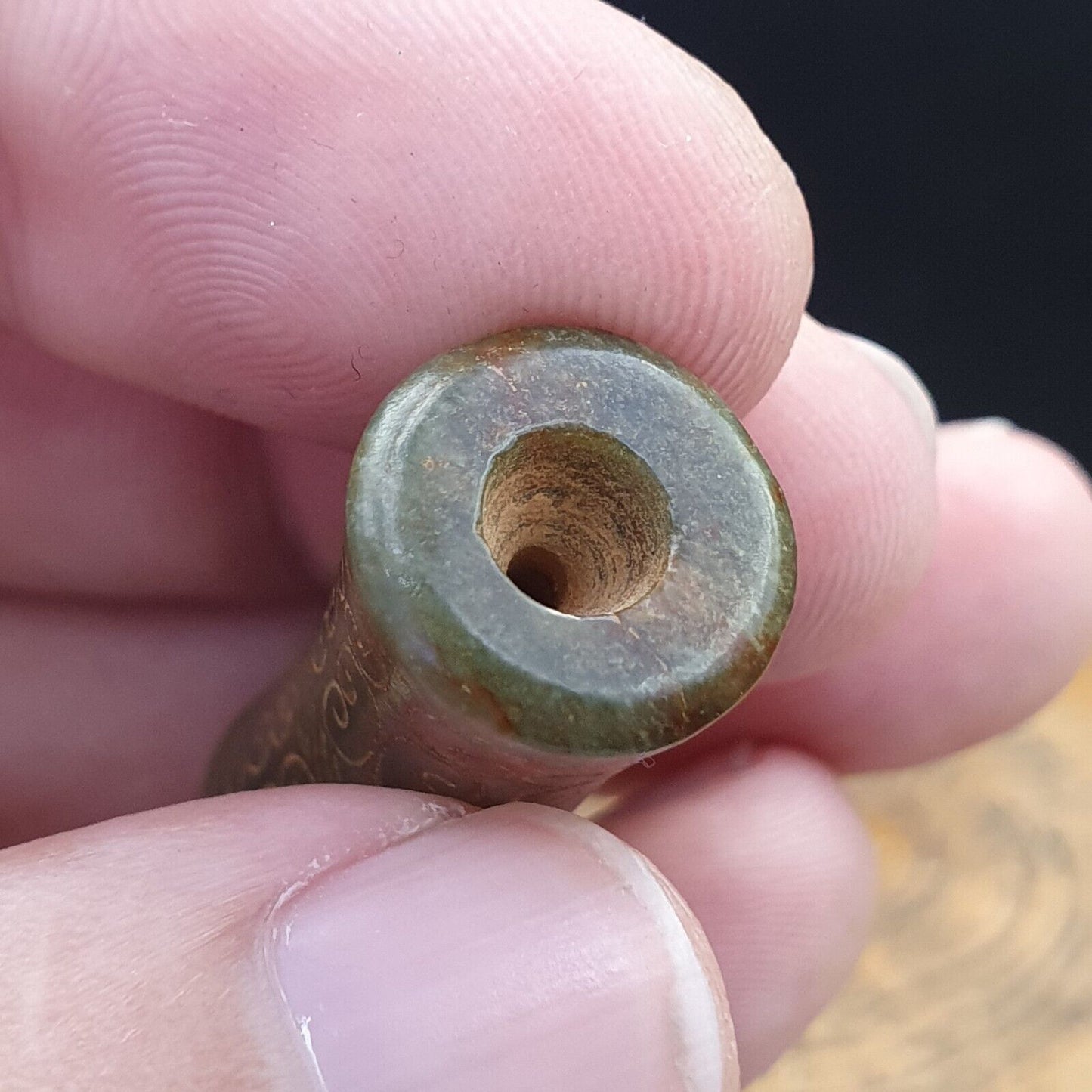 中國早期綠色玉珠吊墜海天玉證書已提供 - 6000
