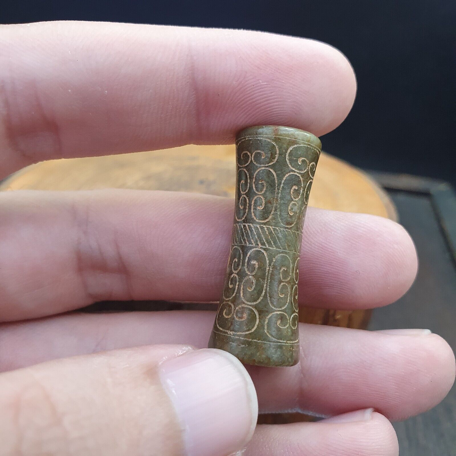 EARLY CHINESE Green JADE BEAD PENDANT  Haitian Jade certificate Provided-7278