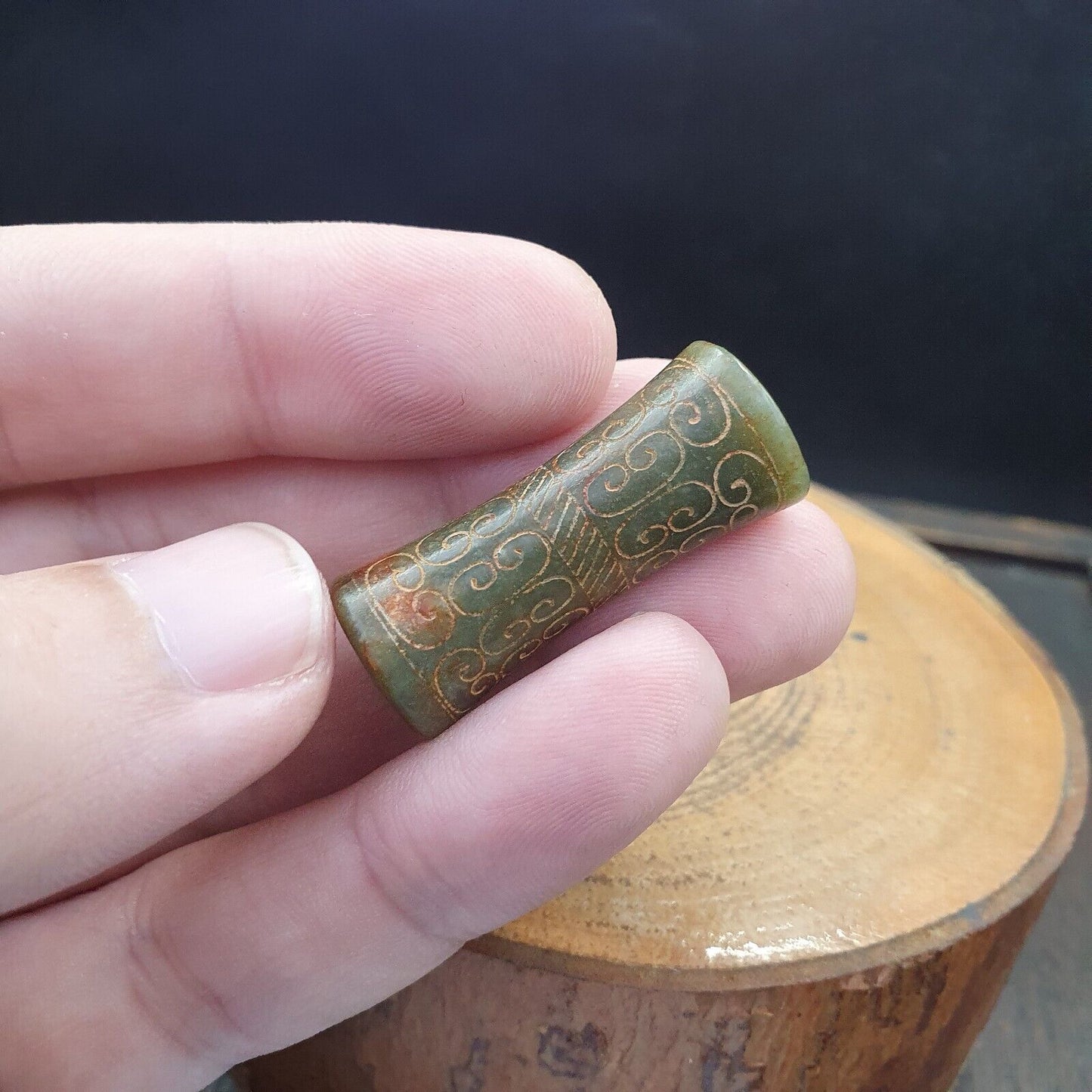 中國早期綠色玉珠吊墜海天玉證書已提供 - 6000
