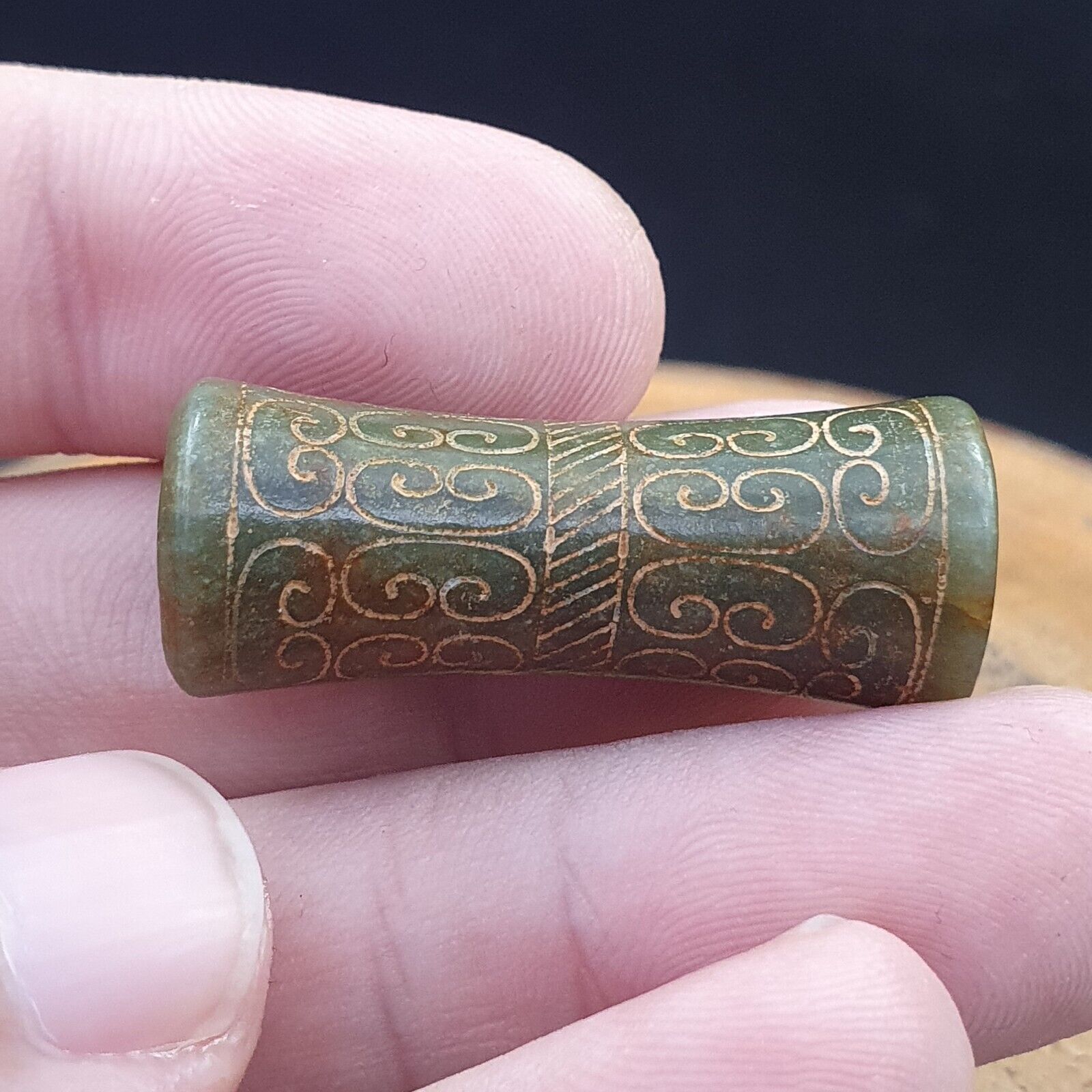 EARLY CHINESE Green JADE BEAD PENDANT  Haitian Jade certificate Provided-6000