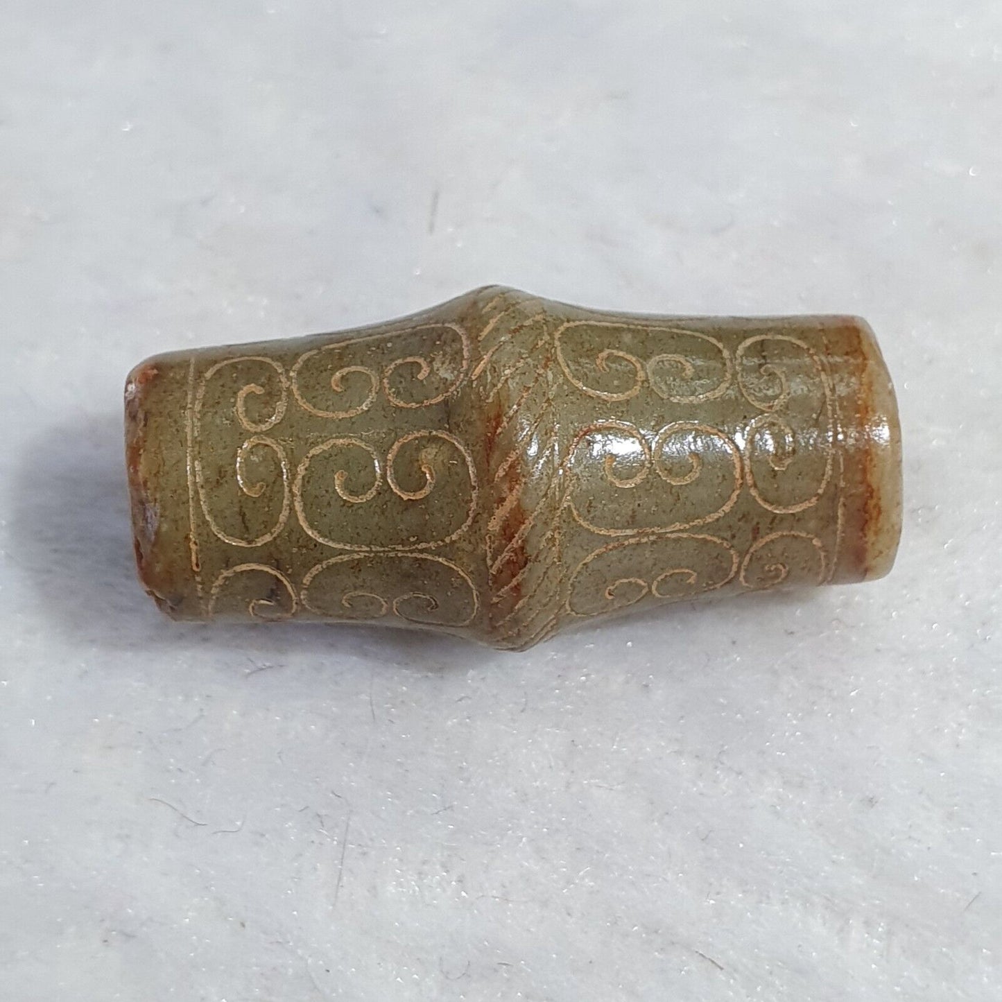 中國早期綠色玉珠吊墜海天玉證書已提供-4231