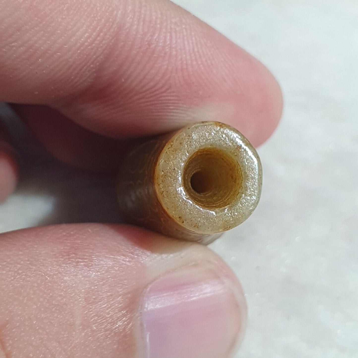 中國早期綠色玉珠吊墜海天玉證書已提供-4231