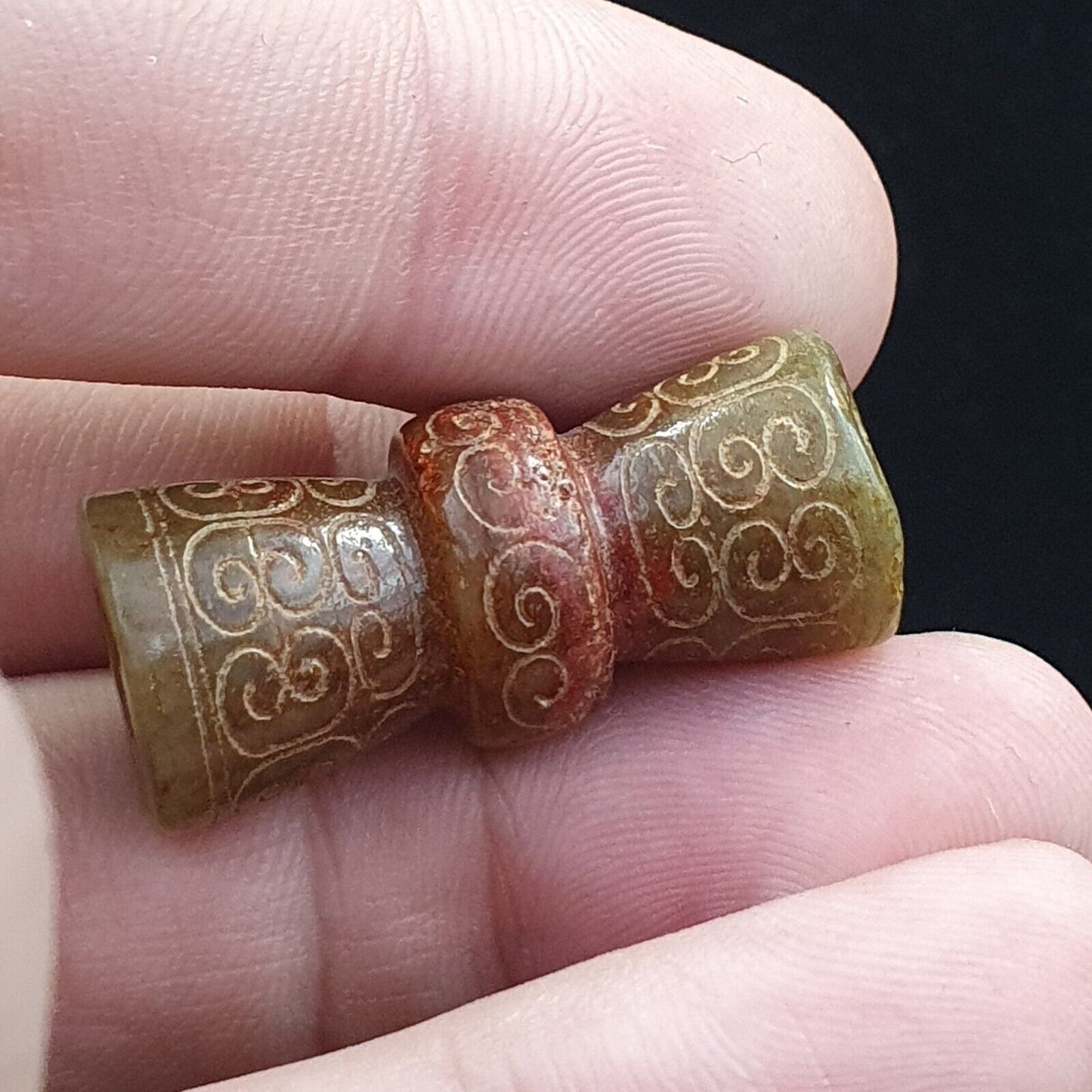 FRÜHER CHINESISCHER GRÜNER JADE-PERLENANHÄNGER Haitianisches Jade-Zertifikat bereitgestellt-2463