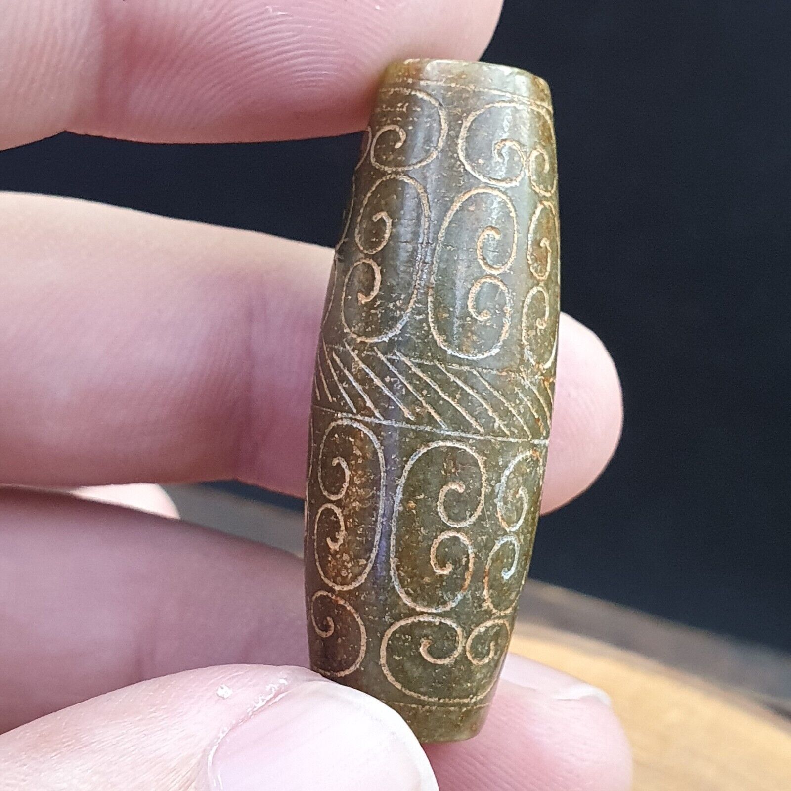 EARLY CHINESE Green JADE BEAD PENDANT  Haitian Jade certificate Provided-699