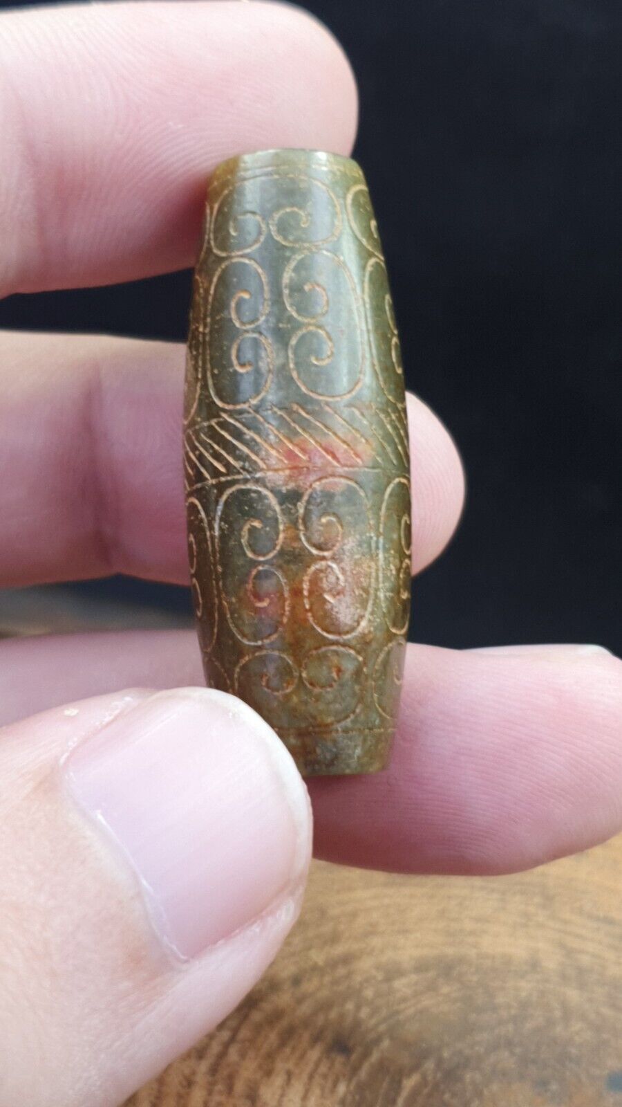 EARLY CHINESE Green JADE BEAD PENDANT  Haitian Jade certificate Provided-699