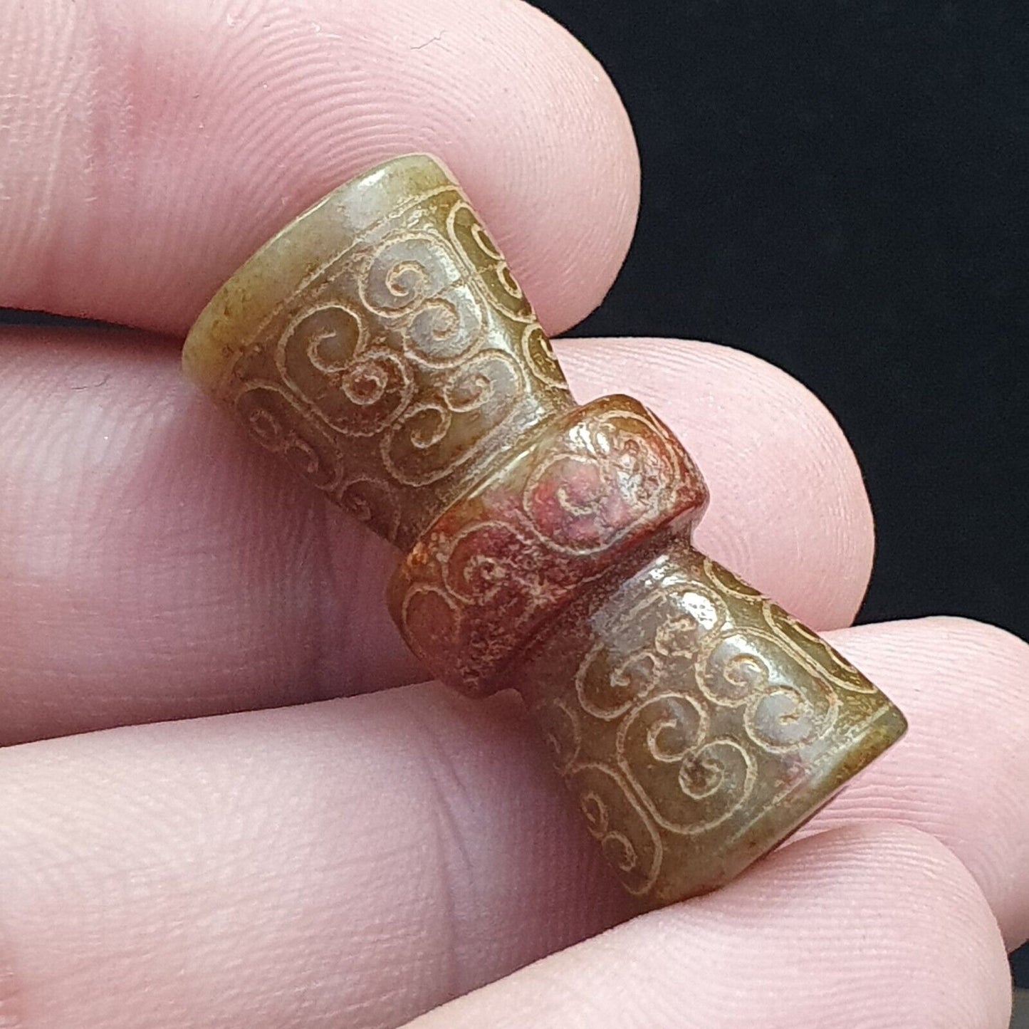 FRÜHER CHINESISCHER GRÜNER JADE-PERLENANHÄNGER Haitianisches Jade-Zertifikat bereitgestellt-2463
