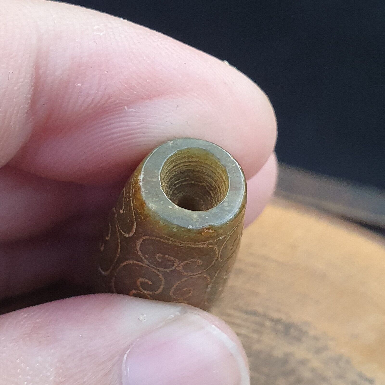 EARLY CHINESE Green JADE BEAD PENDANT  Haitian Jade certificate Provided-699