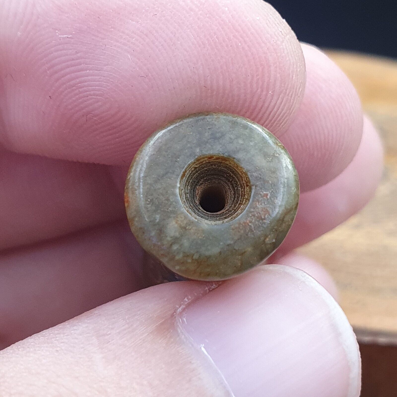EARLY CHINESE Green JADE BEAD PENDANT  Haitian Jade certificate Provided-6021