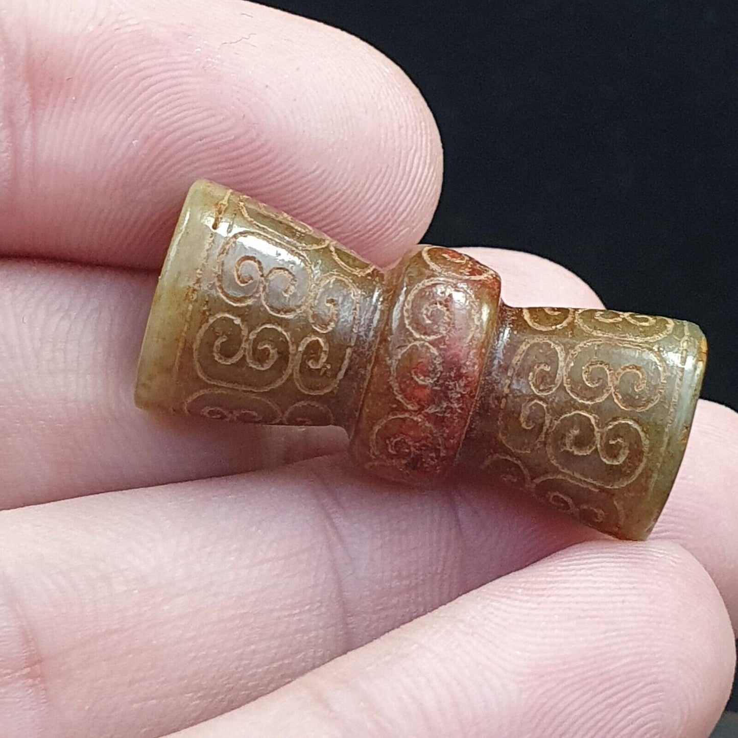 FRÜHER CHINESISCHER GRÜNER JADE-PERLENANHÄNGER Haitianisches Jade-Zertifikat bereitgestellt-2463