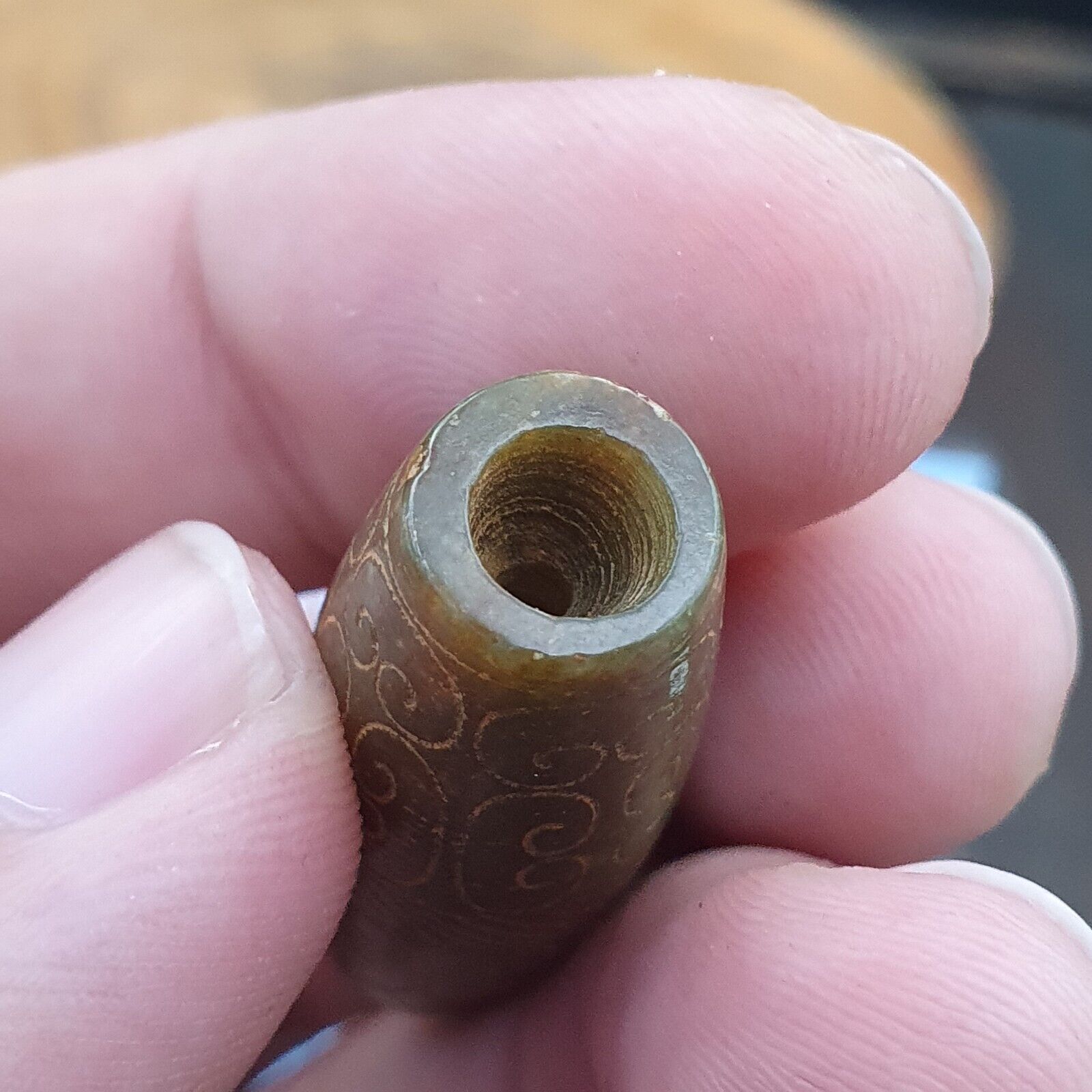 EARLY CHINESE Green JADE BEAD PENDANT  Haitian Jade certificate Provided-699