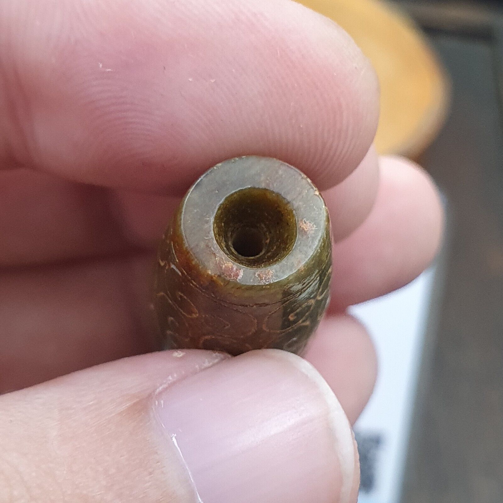 EARLY CHINESE Green JADE BEAD PENDANT  Haitian Jade certificate Provided-699